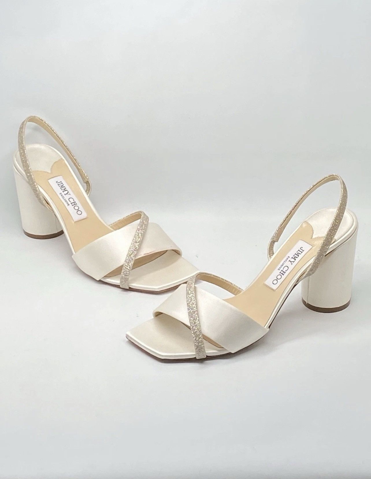 Jimmy Choo Jimmy Choo Plum Satin & Glitter Slingback Sandals size 39 Size US 9 / IT 39 - 2 Thumbnail