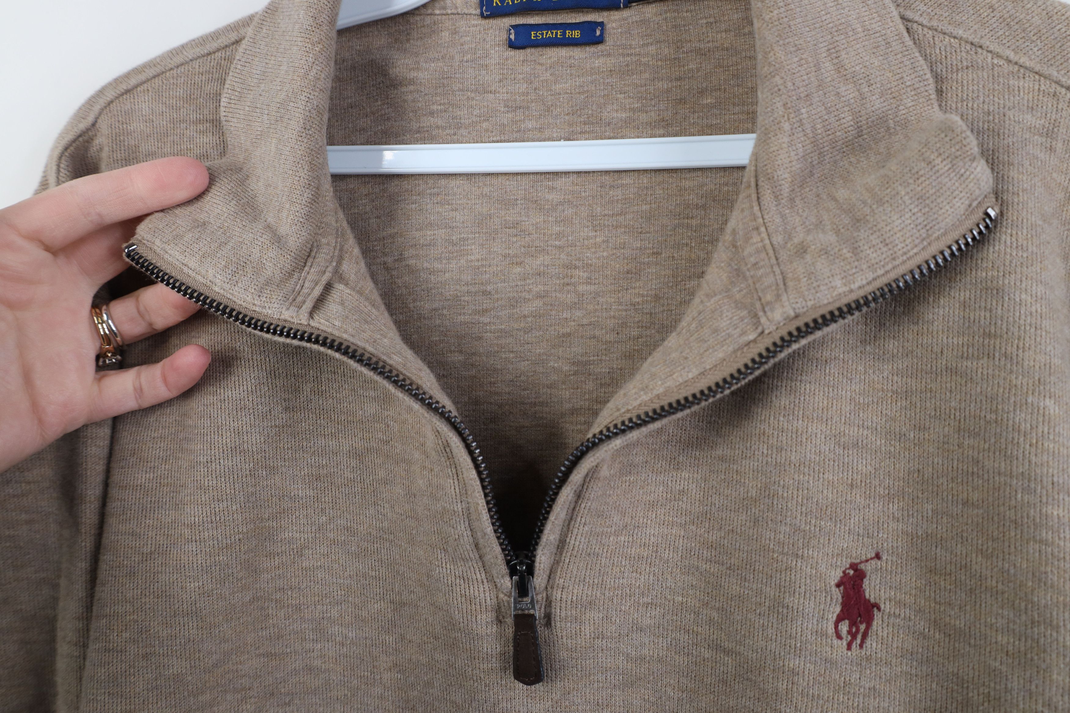 Ralph Lauren Vintage Ralph Lauren Cotton Ribbed Knit 1/4 Half Zip Sweater Size US L / EU 52-54 / 3 - 5 Thumbnail