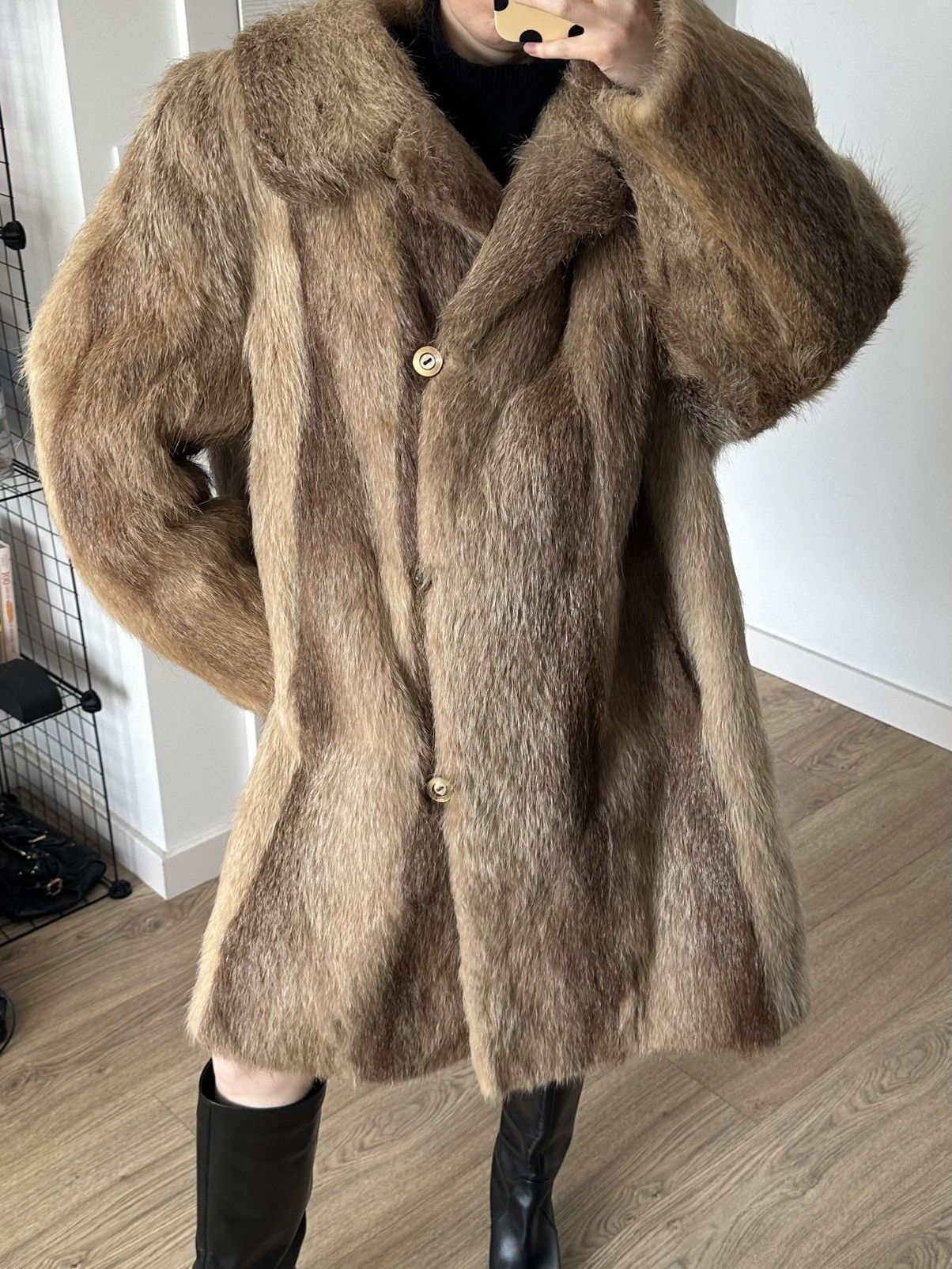 Vintage Real Genuine Y2k Vintage Midi Retro Fur Winter Coat Size L / US 10 / IT 46 - 4 Thumbnail