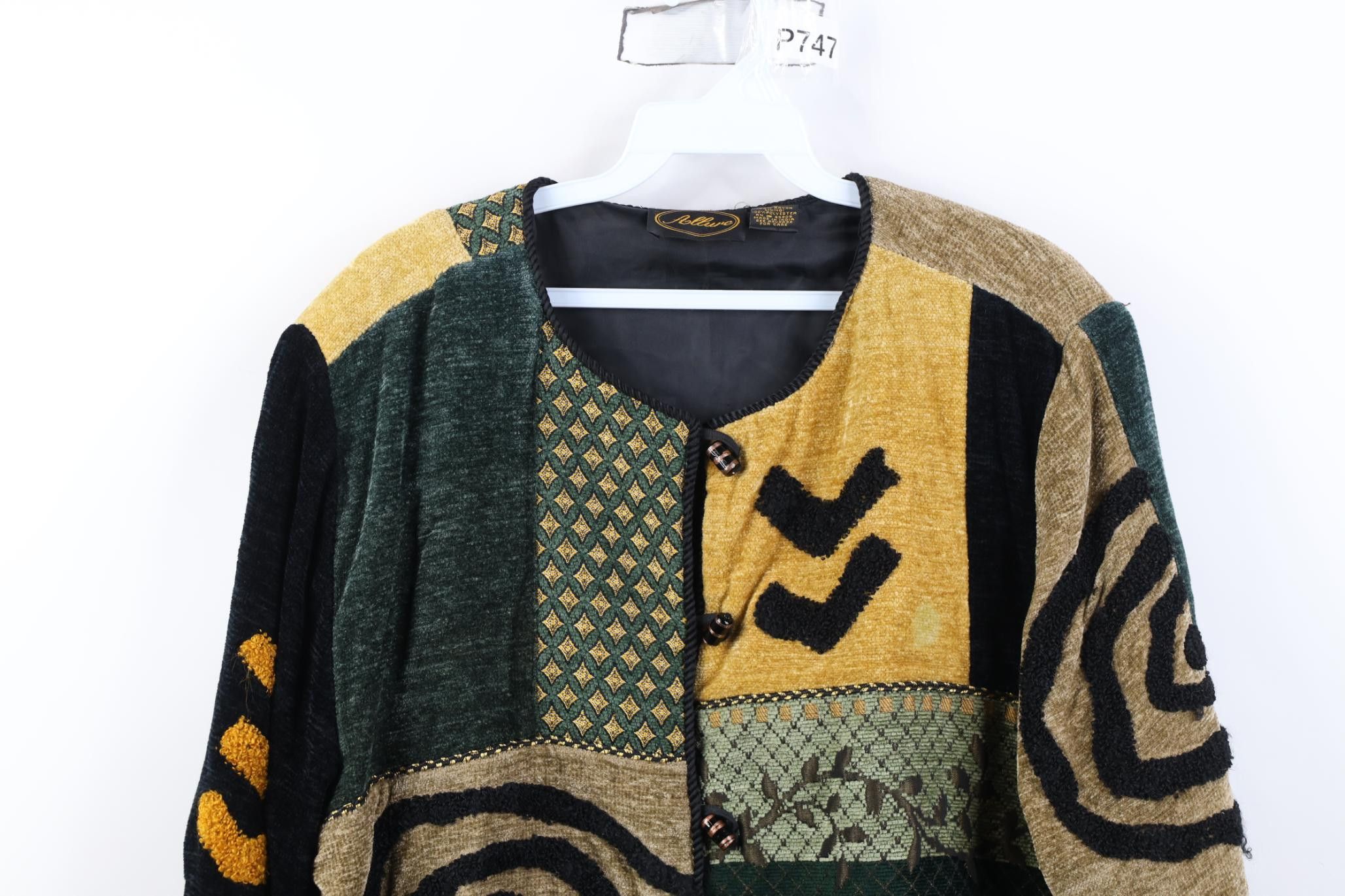 Vintage Vintage 90s Streetwear Chenille Patchwork Art Toggle Jacket Size M / US 6-8 / IT 42-44 - 2 Thumbnail