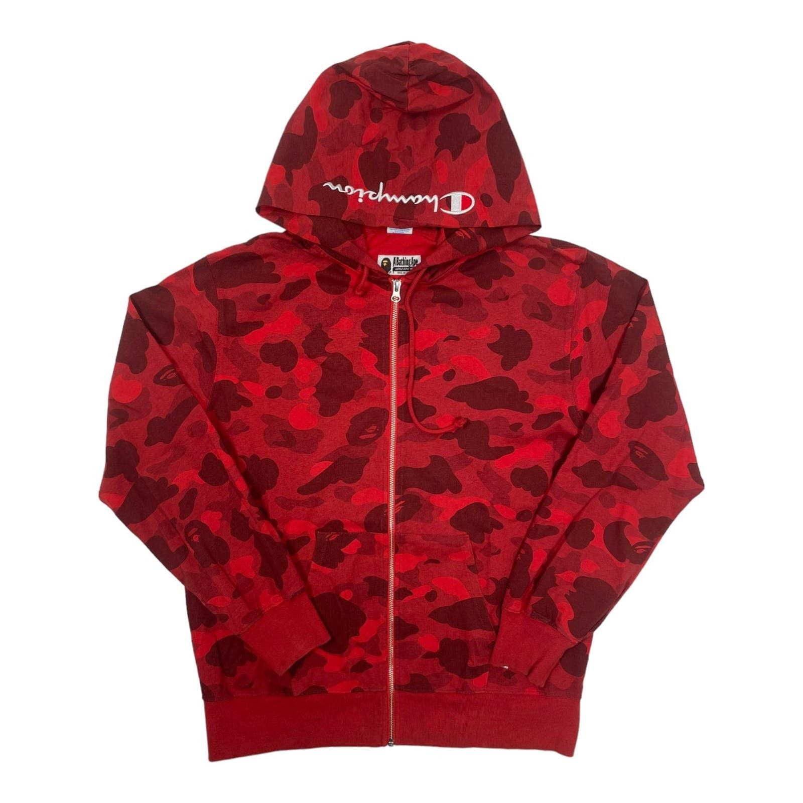 Image of Bape Color Camo Champion Zip Up Hooded Sweatshirt, Men's (Size XL)