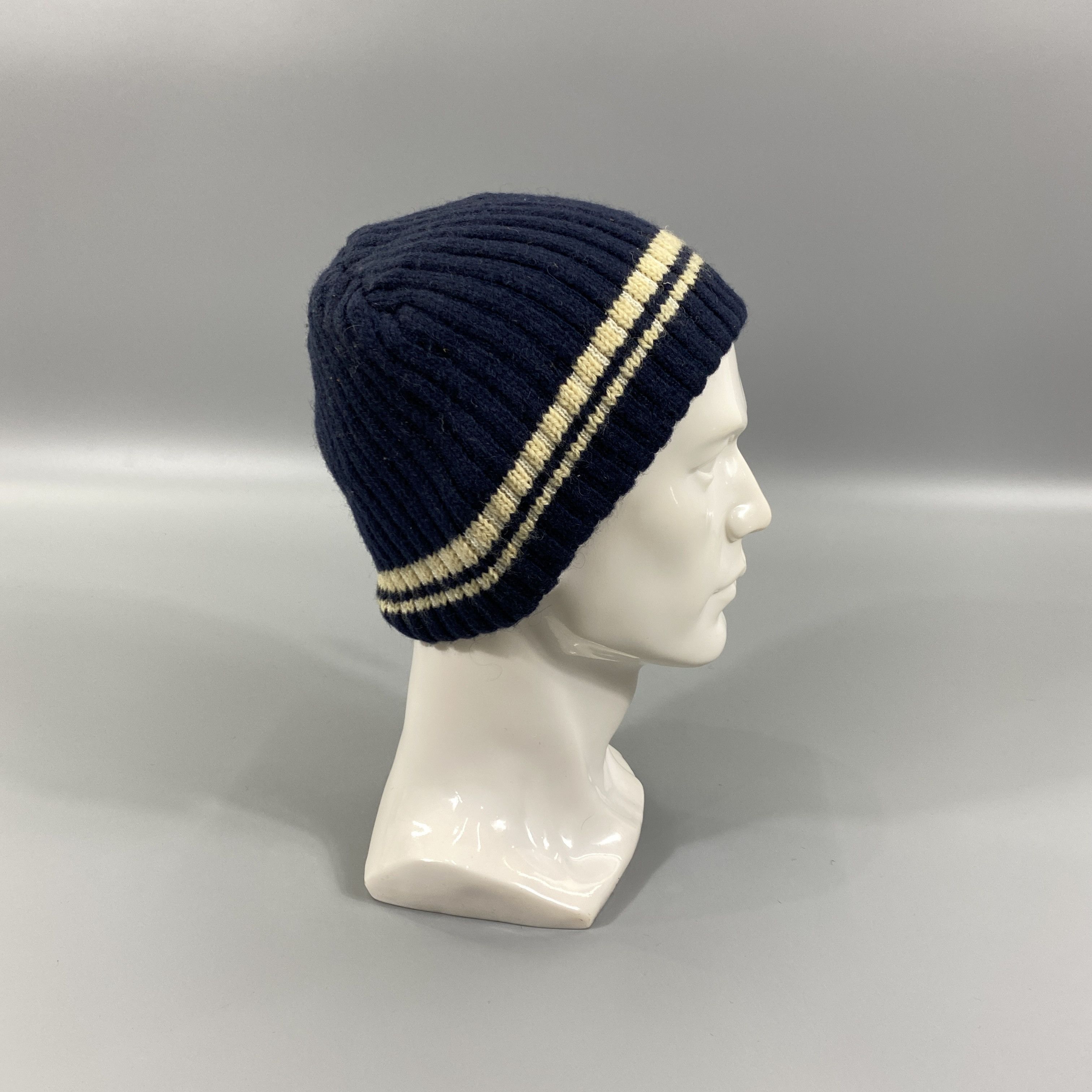 Japanese Brand GB White Lined Beanie Hats -BN969 Size ONE SIZE - 3 Thumbnail