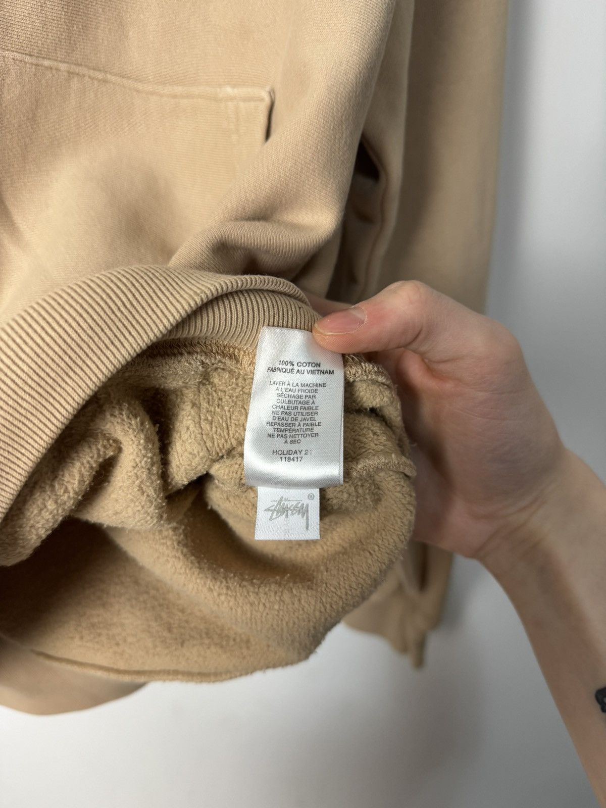 Stussy Stussy Logo Hoodie Beige Streetwear Y2K Style Size US M / EU 48-50 / 2 - 9 Thumbnail