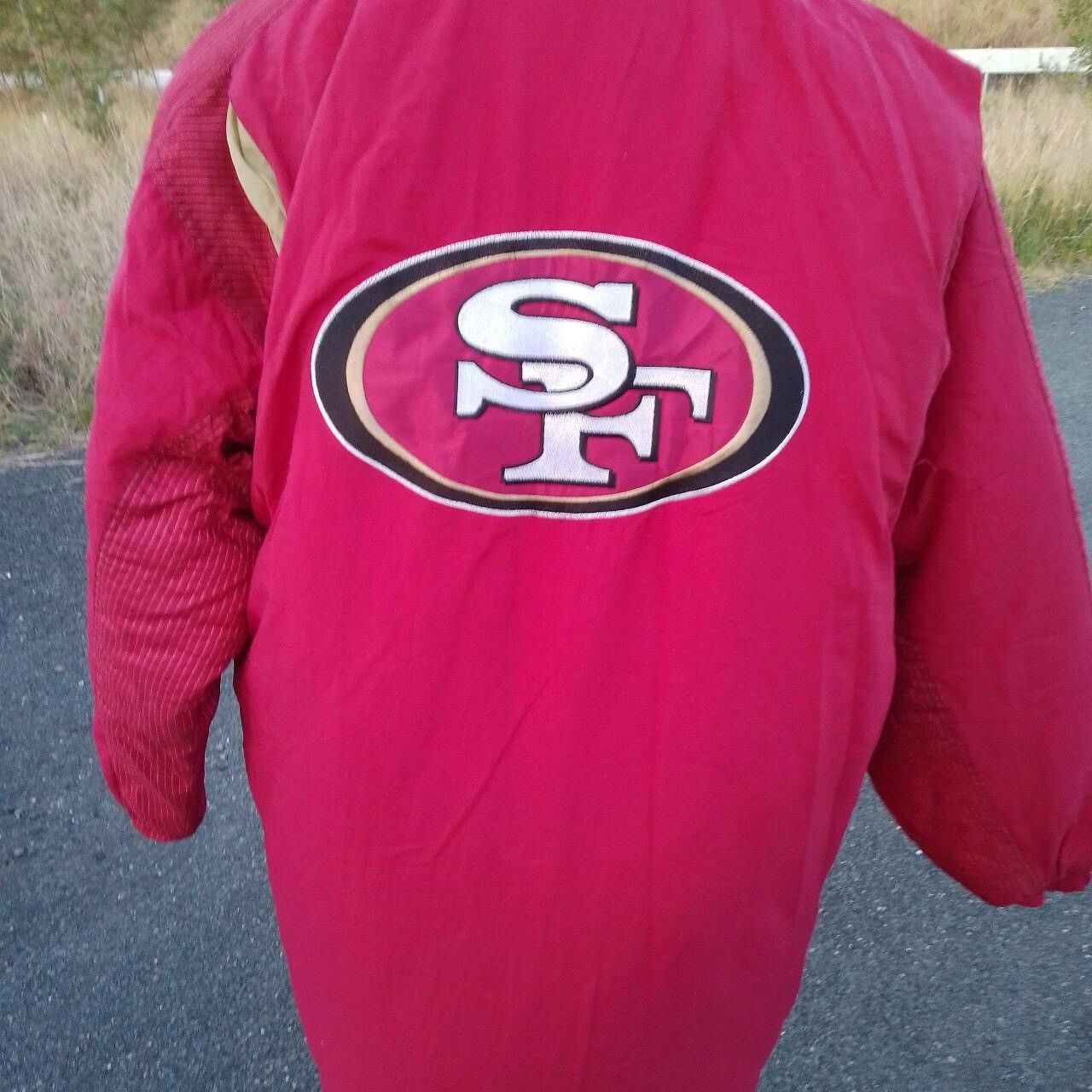 image of 90's Vintage San Francisco 49Ers Quilted Coat in Red, Men's (Size XL)