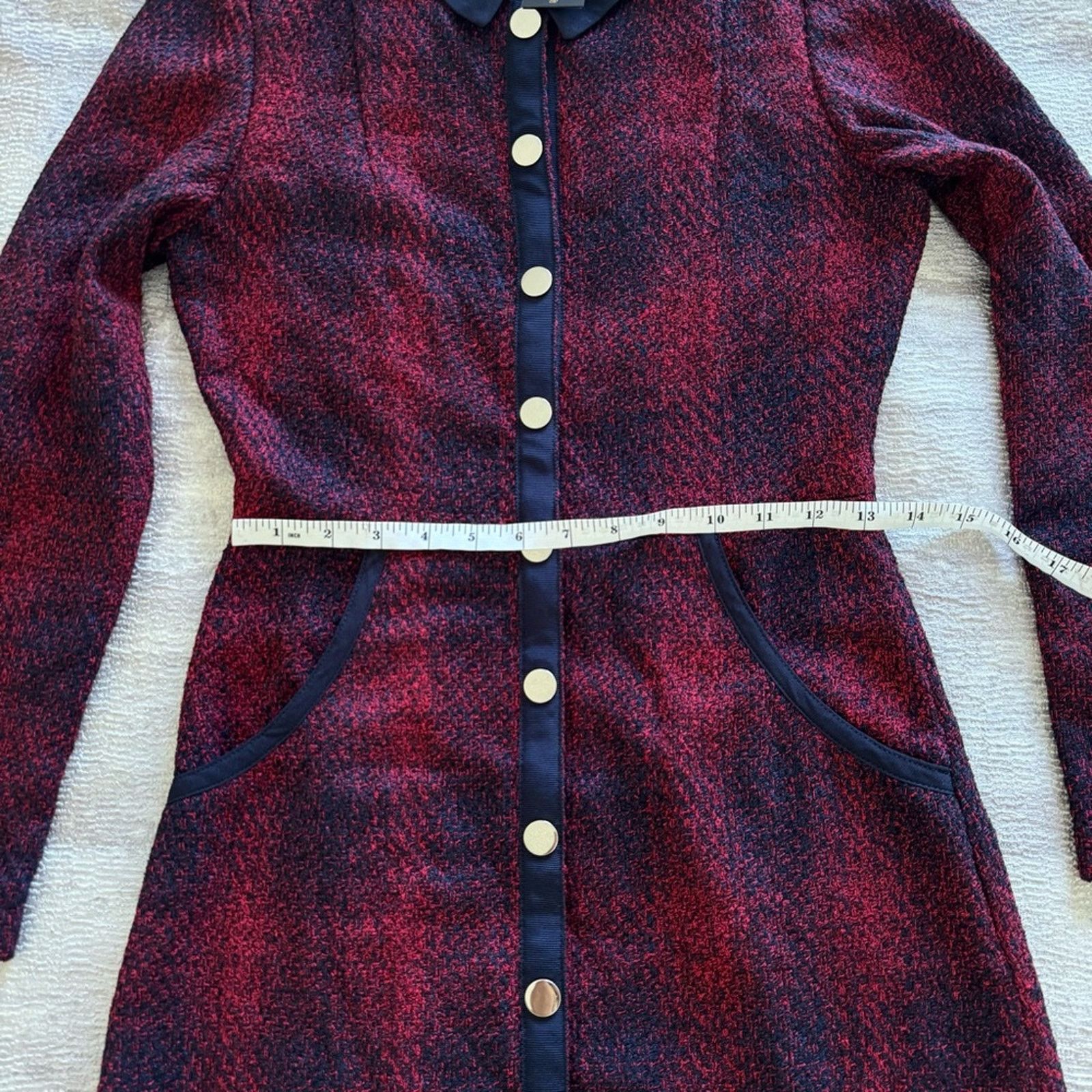 Maje NWT! Maje Red and Black Long Sleeve Dress, Size 2 Size XS / US 0-2 / IT 36-38 - 9 Thumbnail