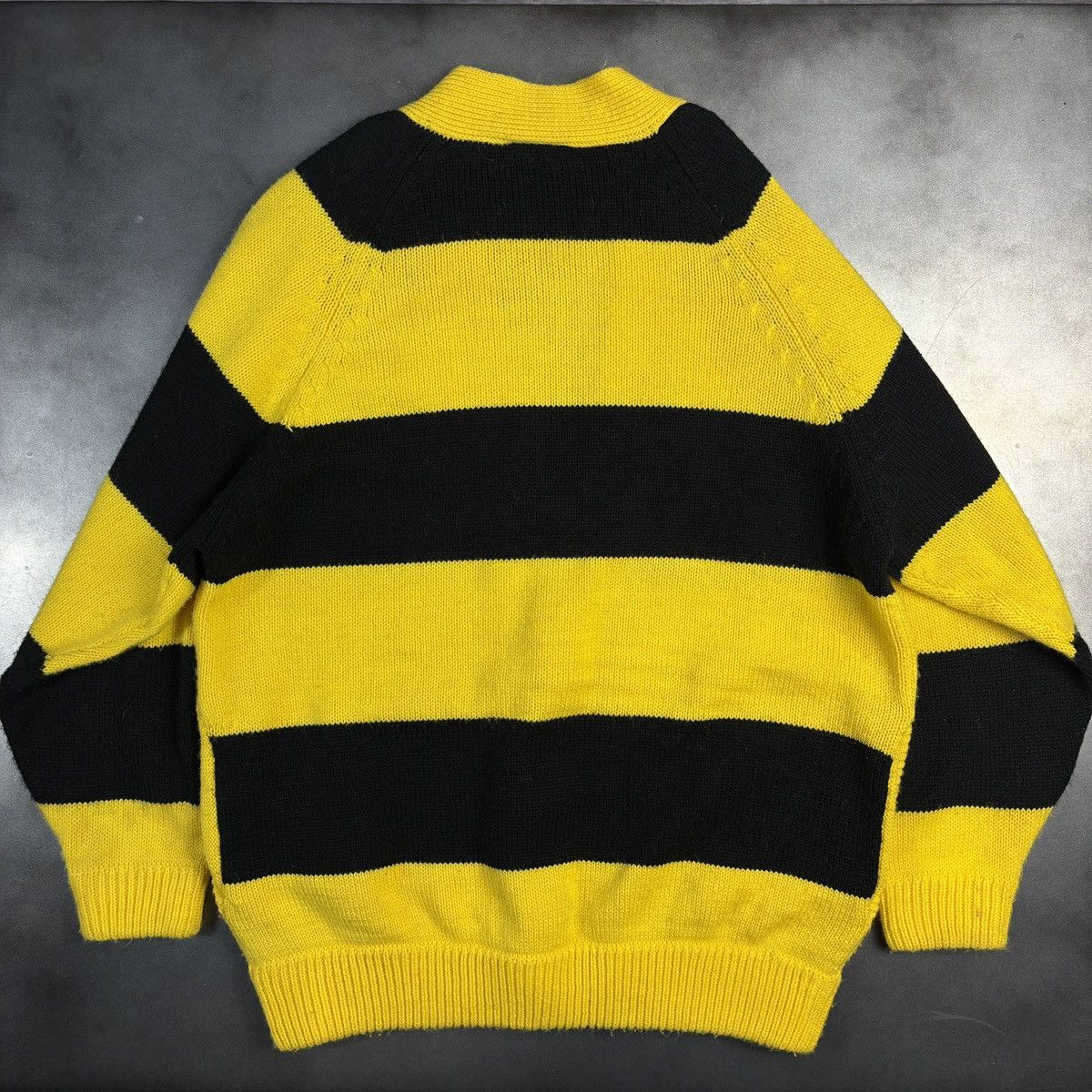 Other × Vintage 1980s Vintage Cardigan Sweater Striped Zip-Up Bumble Bee 80s Size US S / EU 44-46 / 1 - 14 Thumbnail