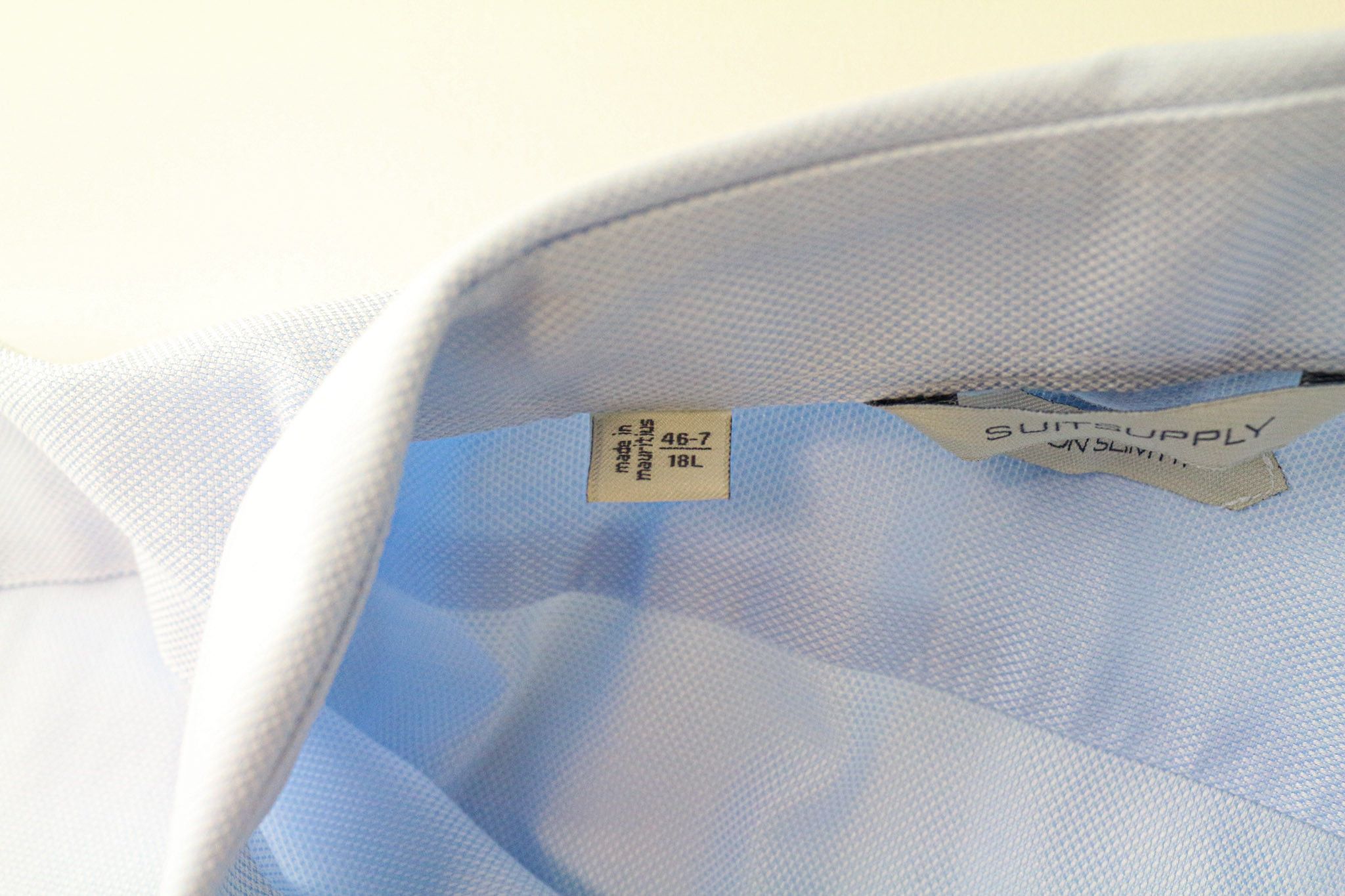 Suitsupply 46-7/18L Slim Blue Cotton Button-Up Shirt 79053 Size 46L - 5 Thumbnail