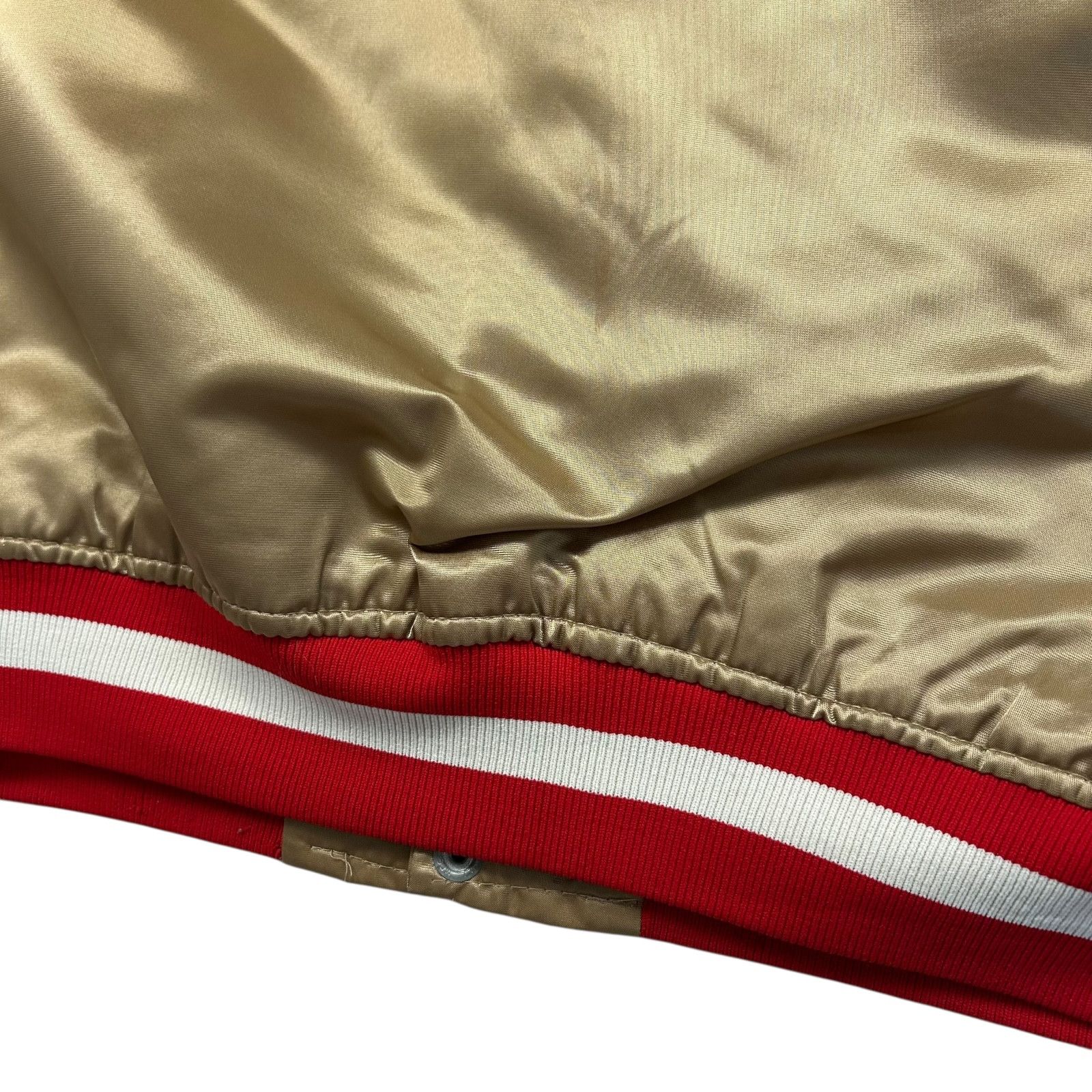 NFL × Starter × Vintage 90s SAN FRANCISCO 49ERS SATIN BOMBER JACKET SPELL OUT Size US L / EU 52-54 / 3 - 9 Thumbnail