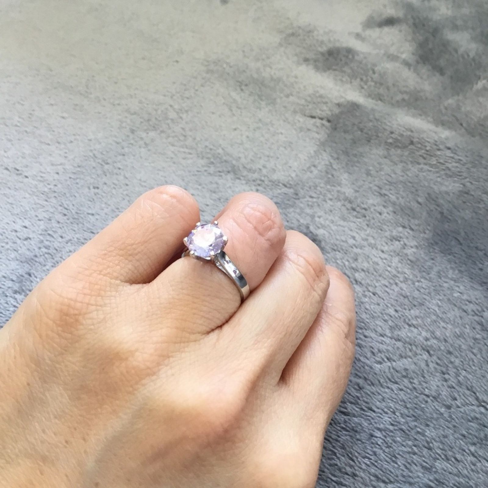 Other Sterling Silver Purple CZ Solitaire Ring Size ONE SIZE - 8 Thumbnail