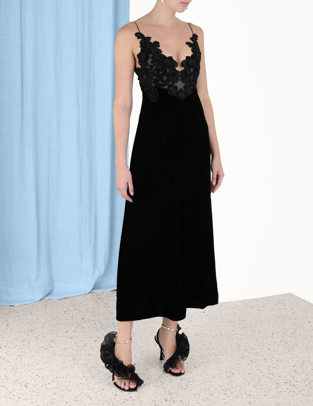 Zimmermann oc11z0225 Sensory Velvet Slip Dress in Black Size XL / US 12-14 / IT 48-50 - 3 Thumbnail