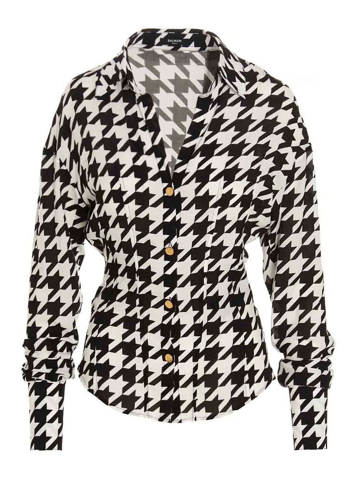 Balmain o1y0625 Patterned Shirt in Black/White Size M / US 6-8 / IT 42-44 - 1 Thumbnail