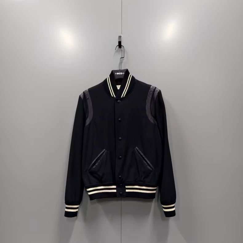 Saint Laurent Black and White Baseball Jacket-2505