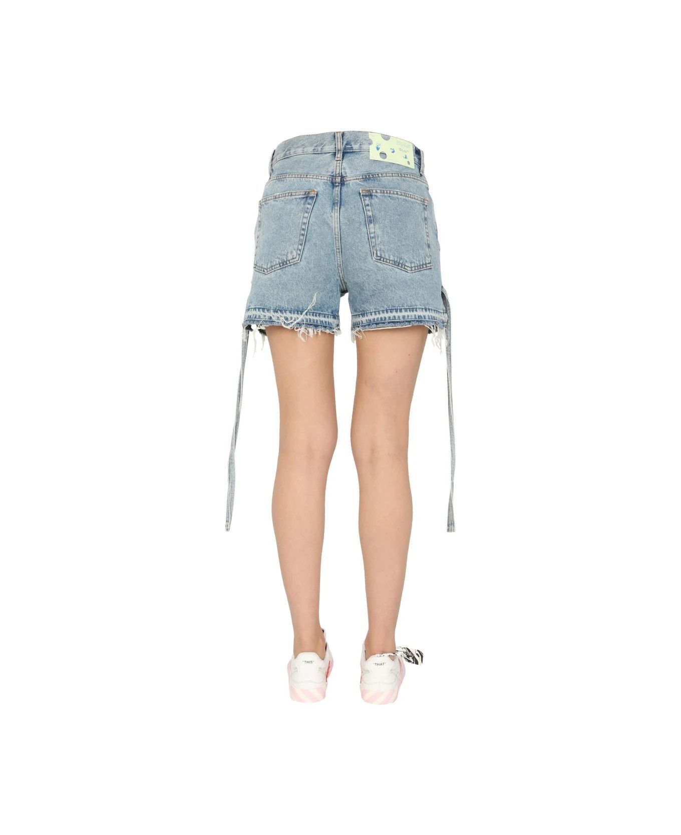Off-White o1y1225 Denim Short in Blue Size 27" / US 4 / IT 40 - 4 Thumbnail