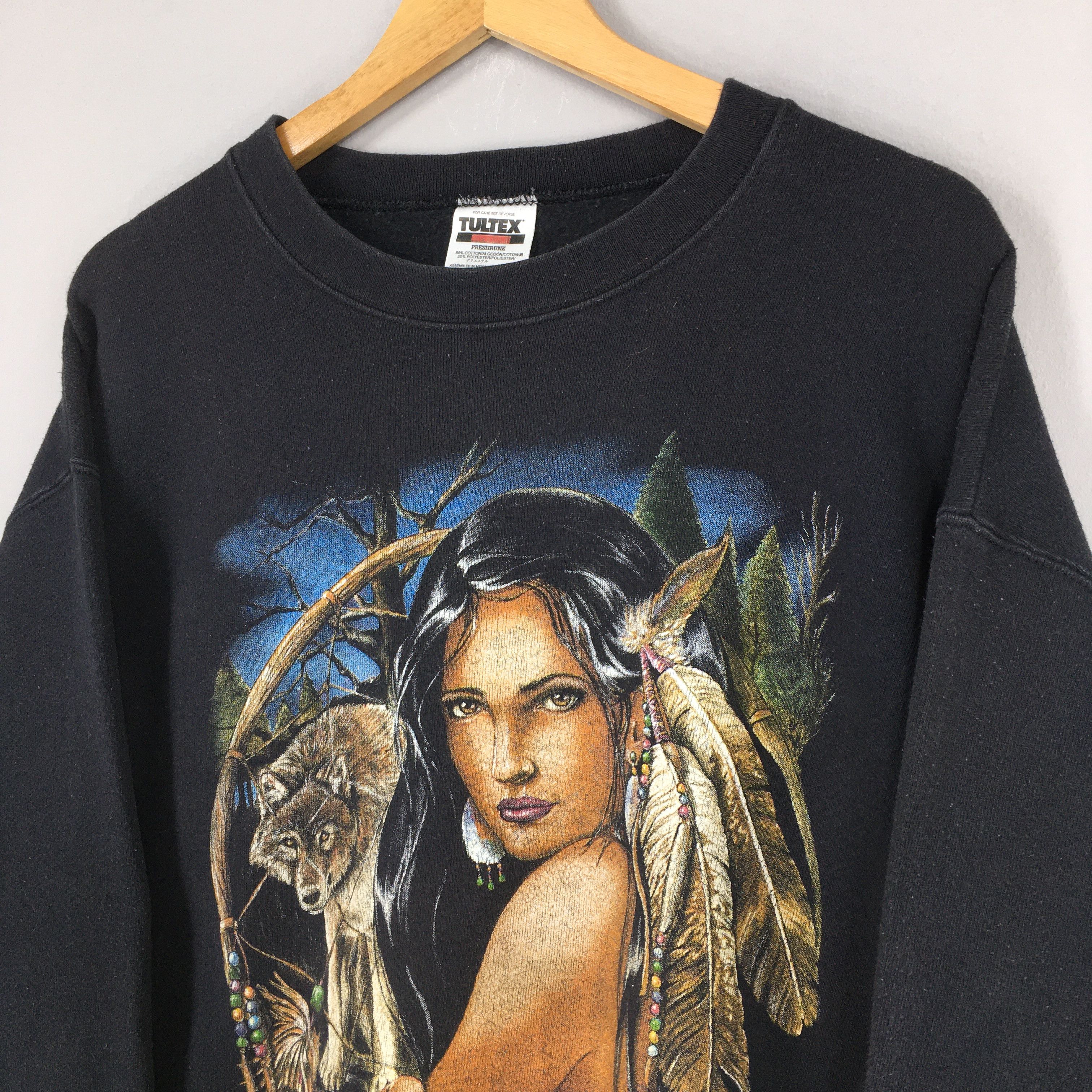 Vintage Vintage 1990s American Native Black Sweater Large Size US L / EU 52-54 / 3 - 3 Thumbnail