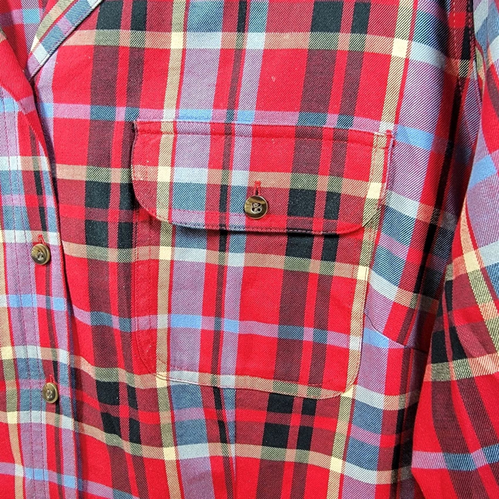 Vintage Stain Resistant Red Plaid Button Shirt Womens 3X Pockets Long Sleeve Tunic Size XXL / US 16-18 / IT 52-54 - 4 Thumbnail