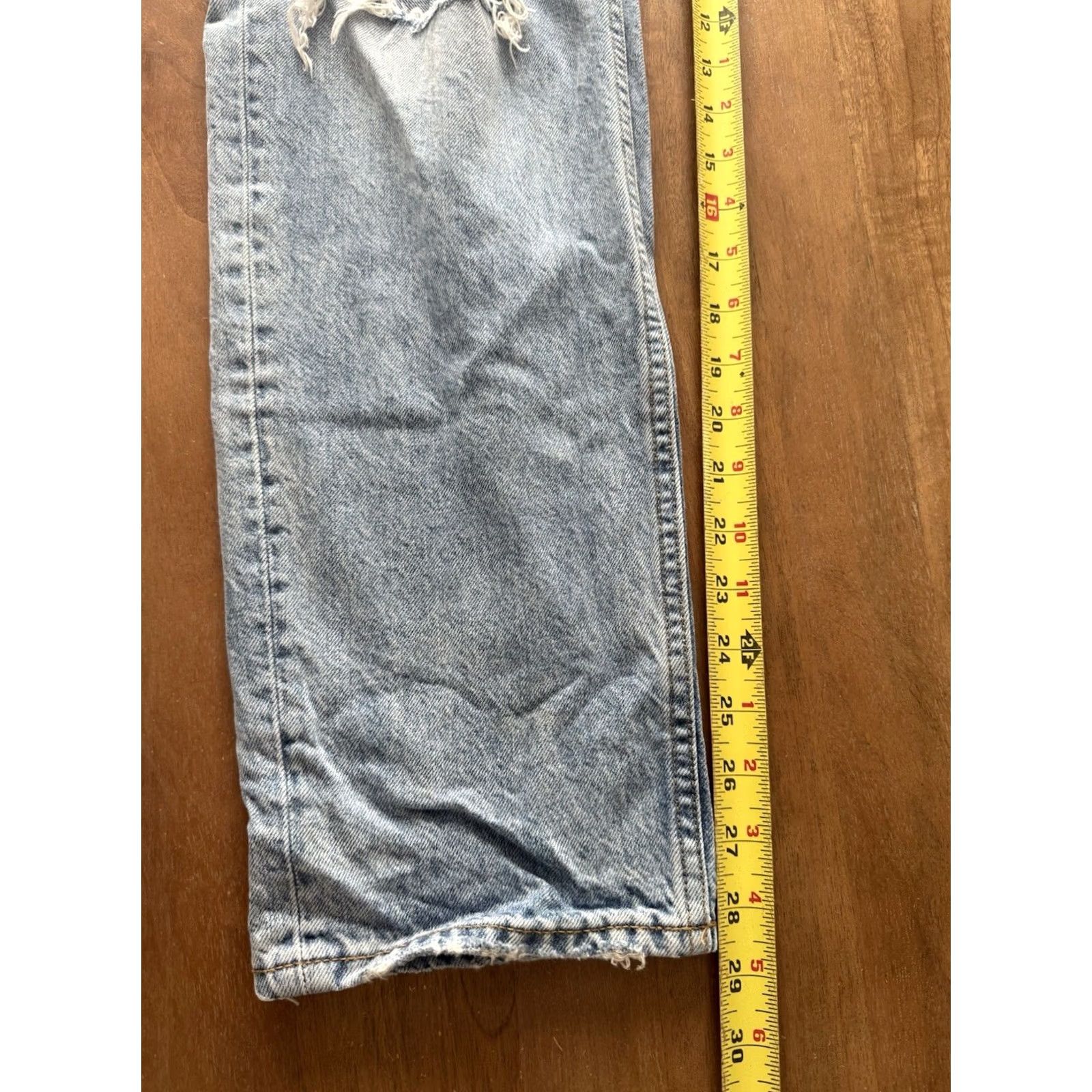 Aritzia Aritzia Denim Forum Jeans Womens 27x28 The BF High Rise Loose Jeans Blue 5-Pocket Distressed Logo Size 29" - 6 Thumbnail