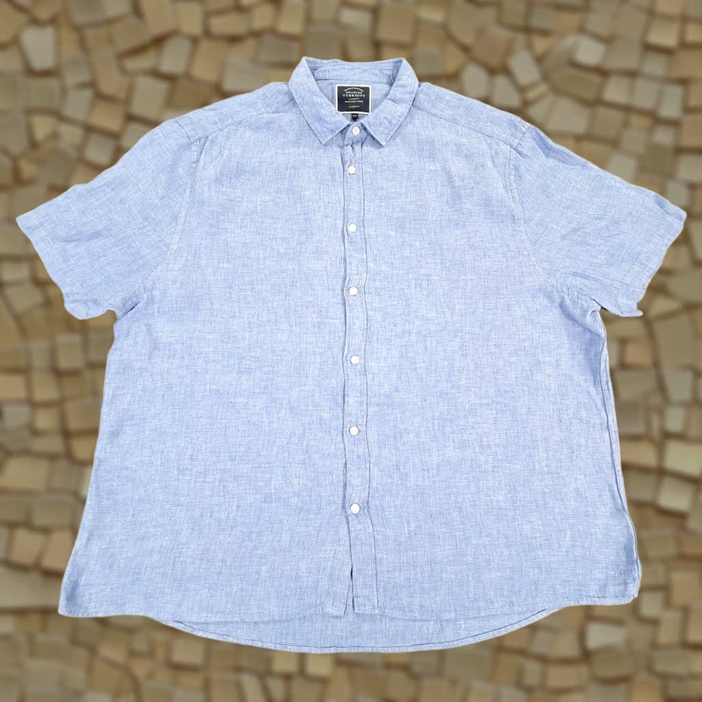 Charles Tyrwhitt Charles Tyrwhitt Mens Shirt 3XL Blue Linen Button-Up Long Sleeve Collared Casual Classic Fit Summer Holiday Mens Size US XXL / EU 58 / 5 - 1 Thumbnail