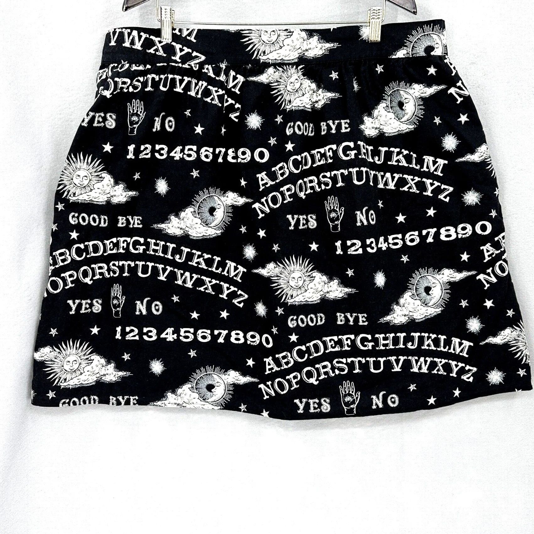 Vintage Folter Skirt Womens Plus 3XL Ouija Board Circle Skirt Cotton Goth Punk Witchy Skater Short Black Size 40" / US 18 - 2 Thumbnail