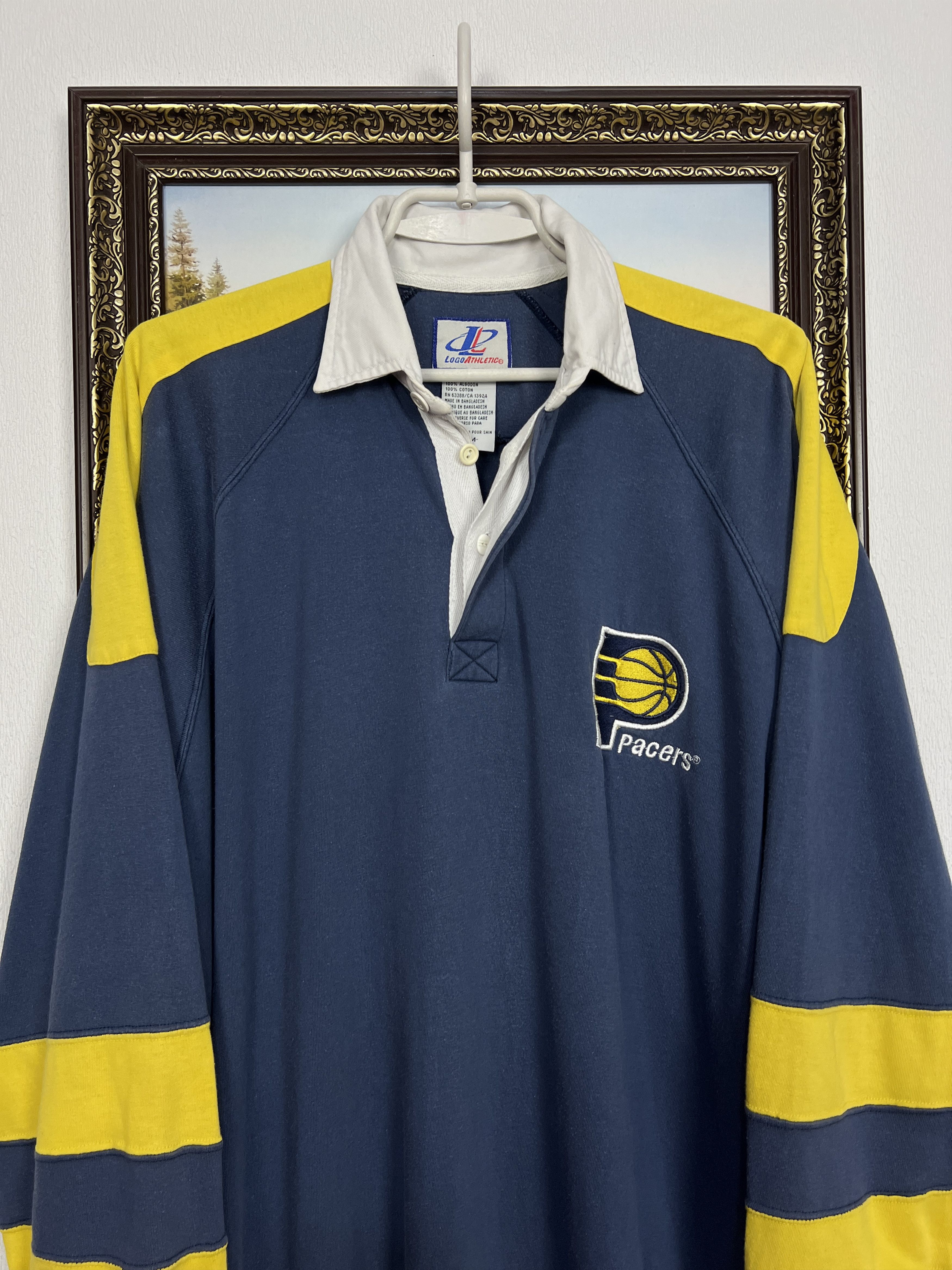 Logo Athletic Indiapa Pacers NBA Long Sleeve Jersey Blue Yellow Sweatshirt Size US M / EU 48-50 / 2 - 2 Thumbnail