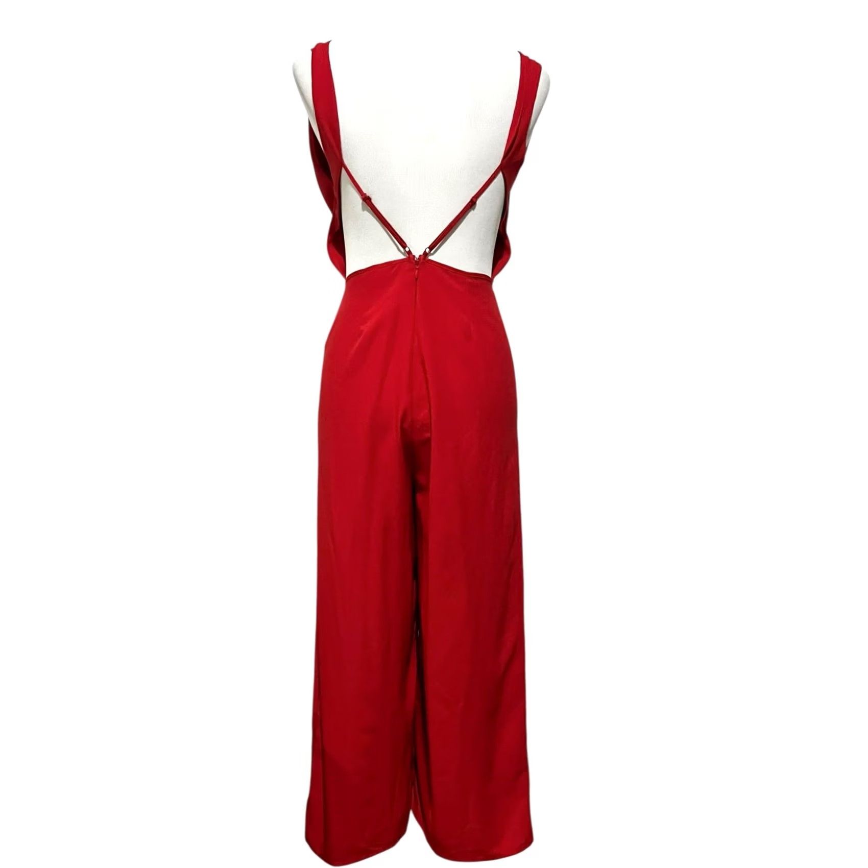 Asos ASOS Jumpsuit Womens Red Draped Neckline Open Back Strappy Size 6 Size 28" / US 6 / IT 42 - 3 Thumbnail