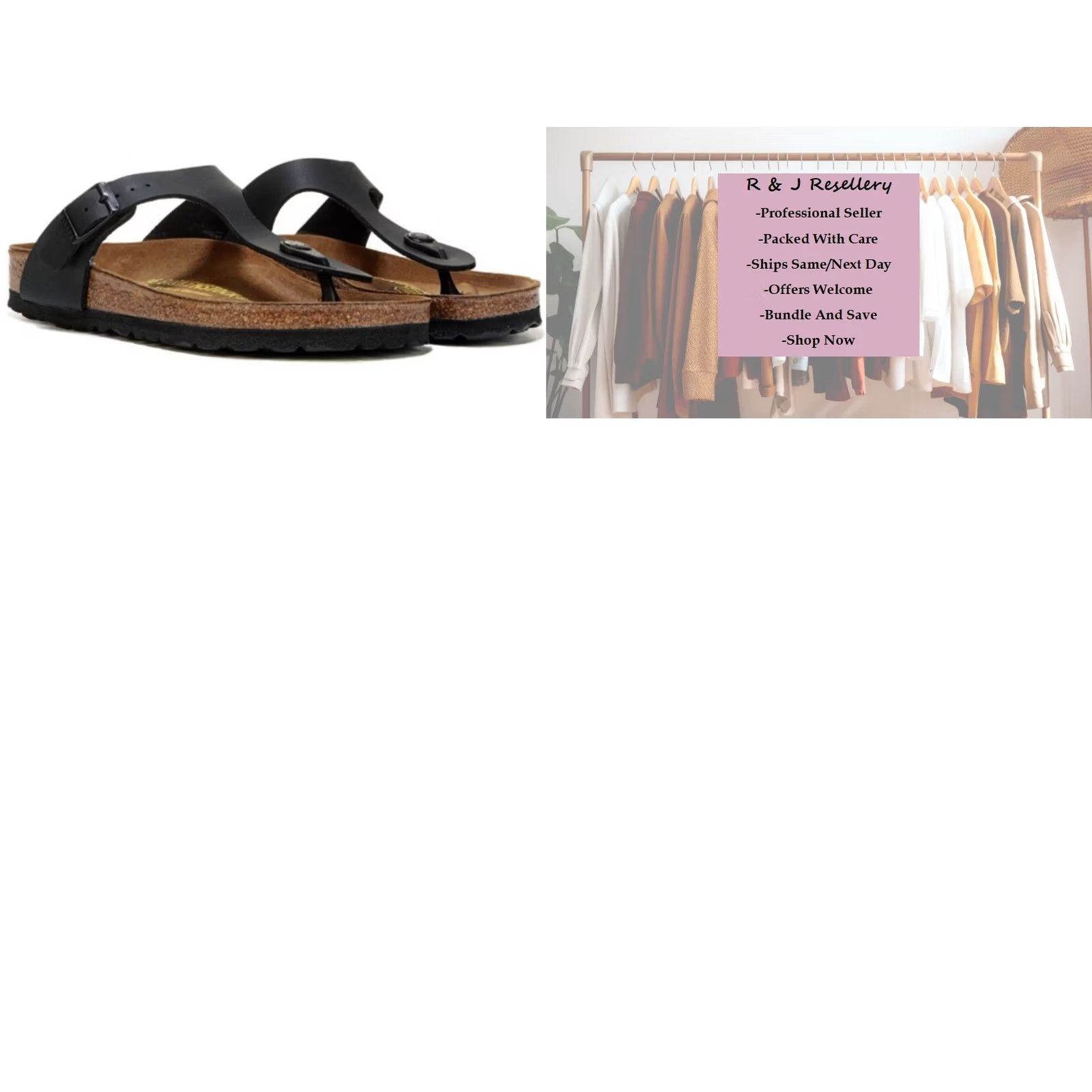Birkenstock Birkenstock Gizeh Sandal Women's 36 Nubuck Leather Cork Rubber Thong Black/Brown Leather, Cork, Rubber, Gizeh Model, Vintage No, 6 US, 36 EU Size US 6 / IT 36 - 8 Thumbnail