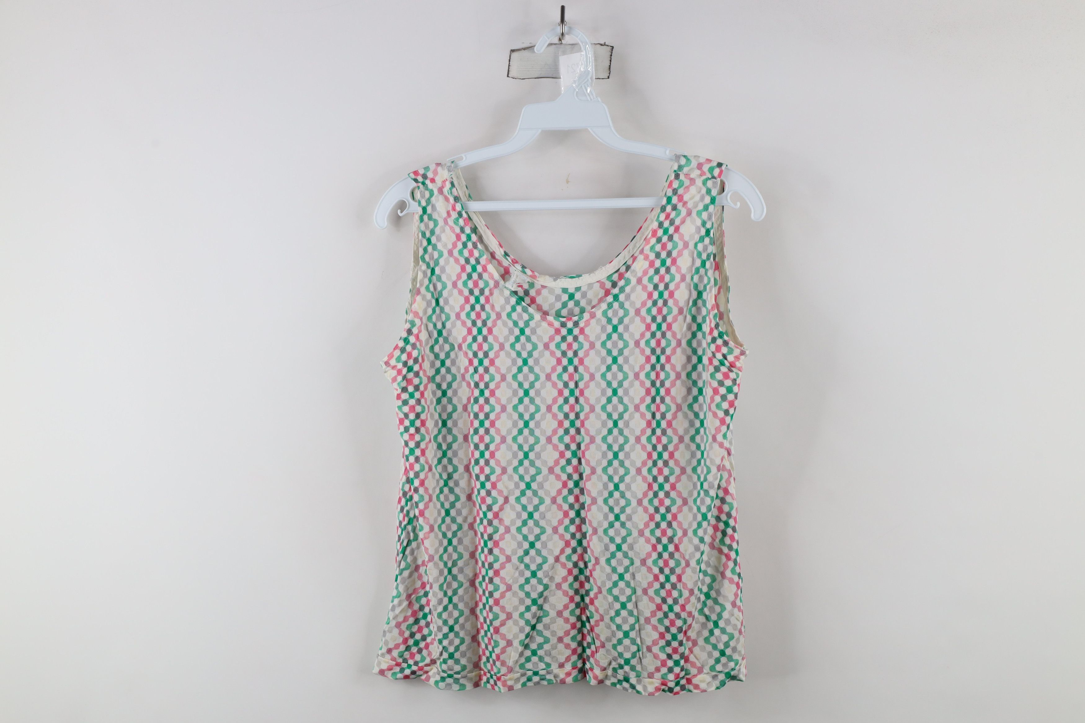 Vintage Vintage 70s Streetwear Geometric Knit Tank Top T-Shirt Size S / US 4 / IT 40 - 1 Thumbnail