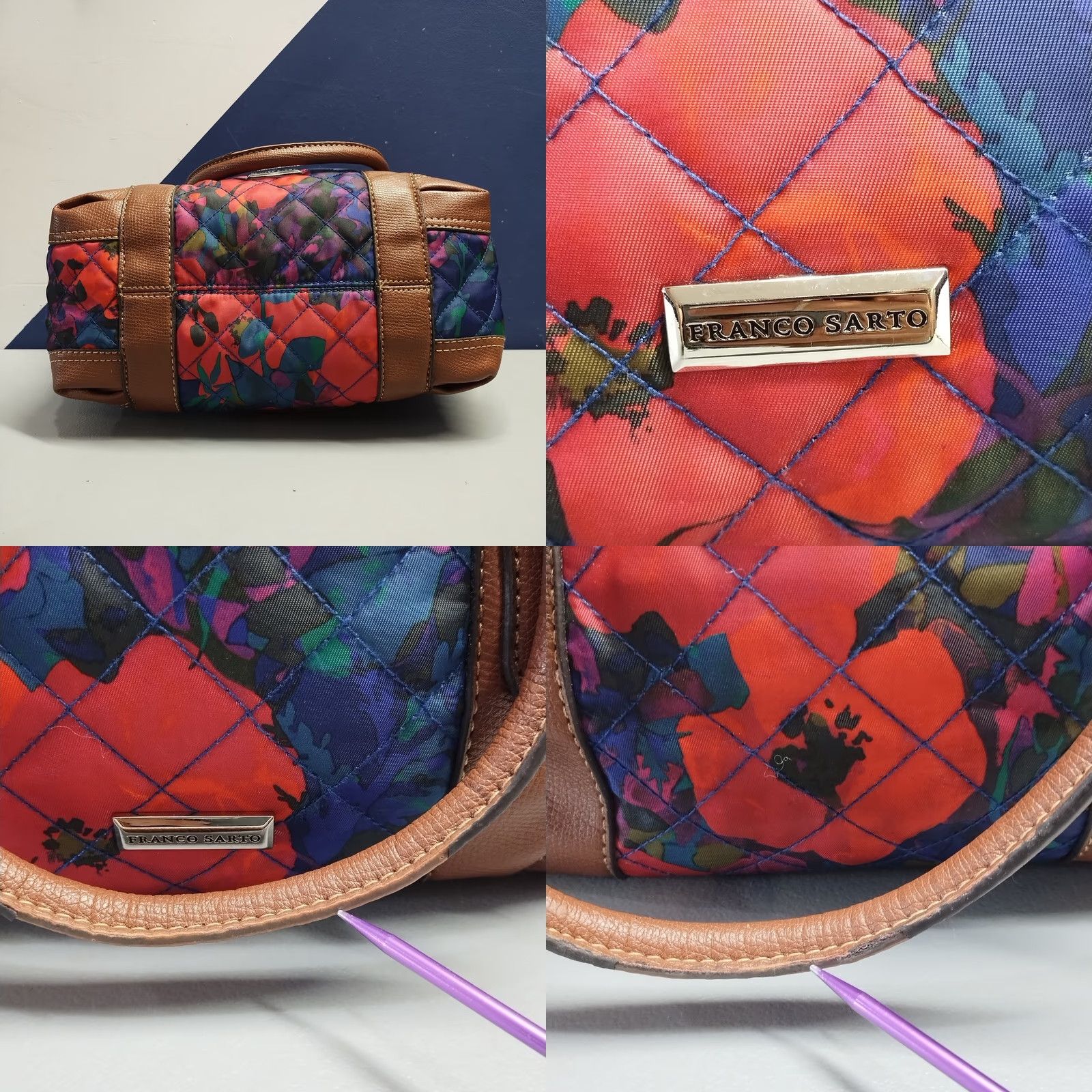 Franco Sarto Franco Sarto Satchel Bag Womens Multicolor Floral Quilted W/ Keychain Wallet Set of 2 Size ONE SIZE - 8 Thumbnail