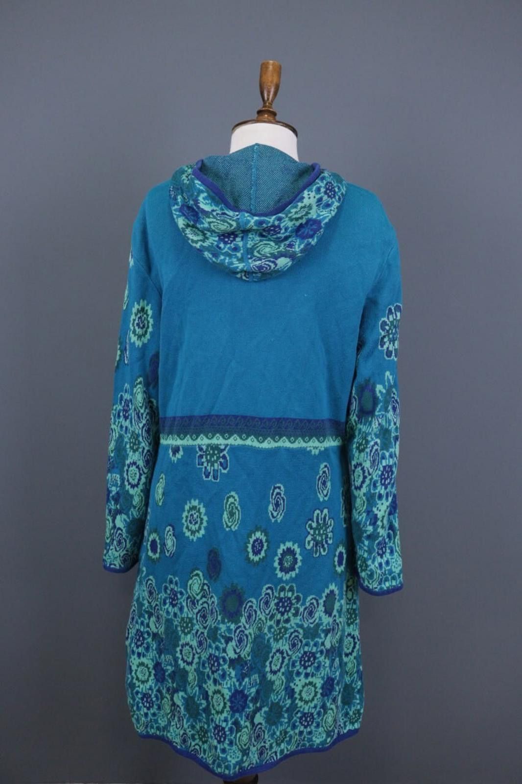 Designer Deerberg Blue Full Zip Floral Lagenlook Coat Jacket Size L Size L / US 10 / IT 46 - 10 Thumbnail