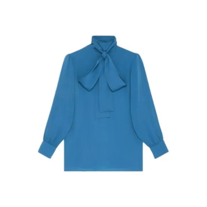 Gucci Gucci Blue Long Sleeve High Neck Shirt Size M / US 6-8 / IT 42-44 - 1 Thumbnail