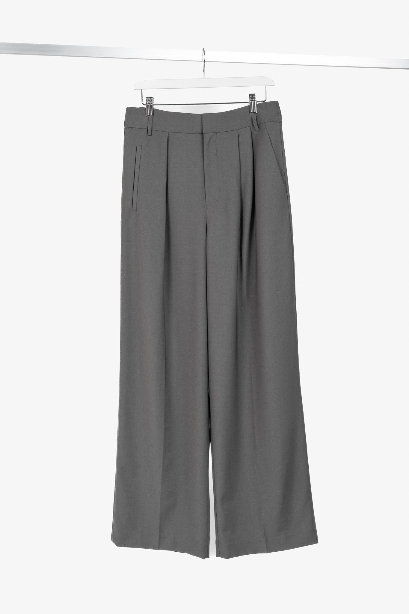 Tibi Tibi Stella Grey Pleated Tropical Wool Pants Size 30" / US 8 / IT 44 - 1 Thumbnail