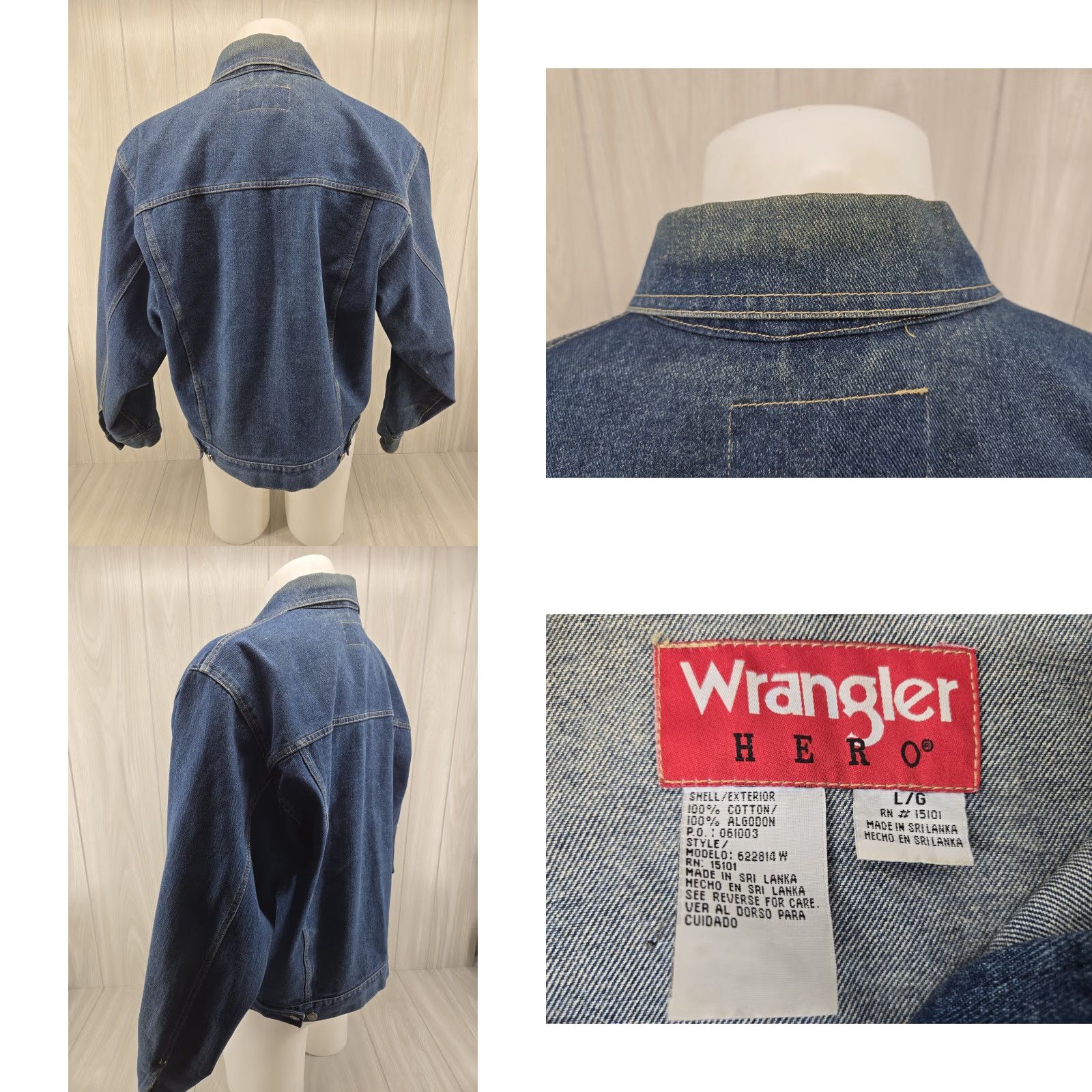Wrangler VINTAGE Wrangler Hero Blue Dark Wash Denim Jean Jacket Size L Men's Jacket Regular Classic Trucker Denim Size US 33 - 8 Thumbnail