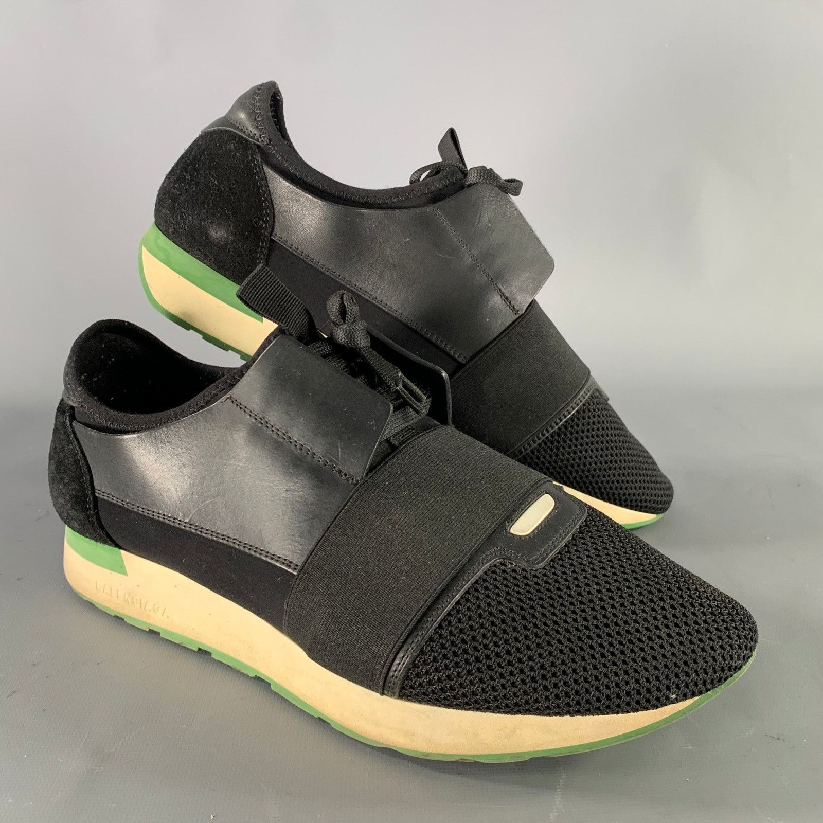 Balenciaga BALENCIAGA Size 9 Black Green Mixed Patterns Runner Sneakers Size US 9 / EU 42 - 1 Thumbnail