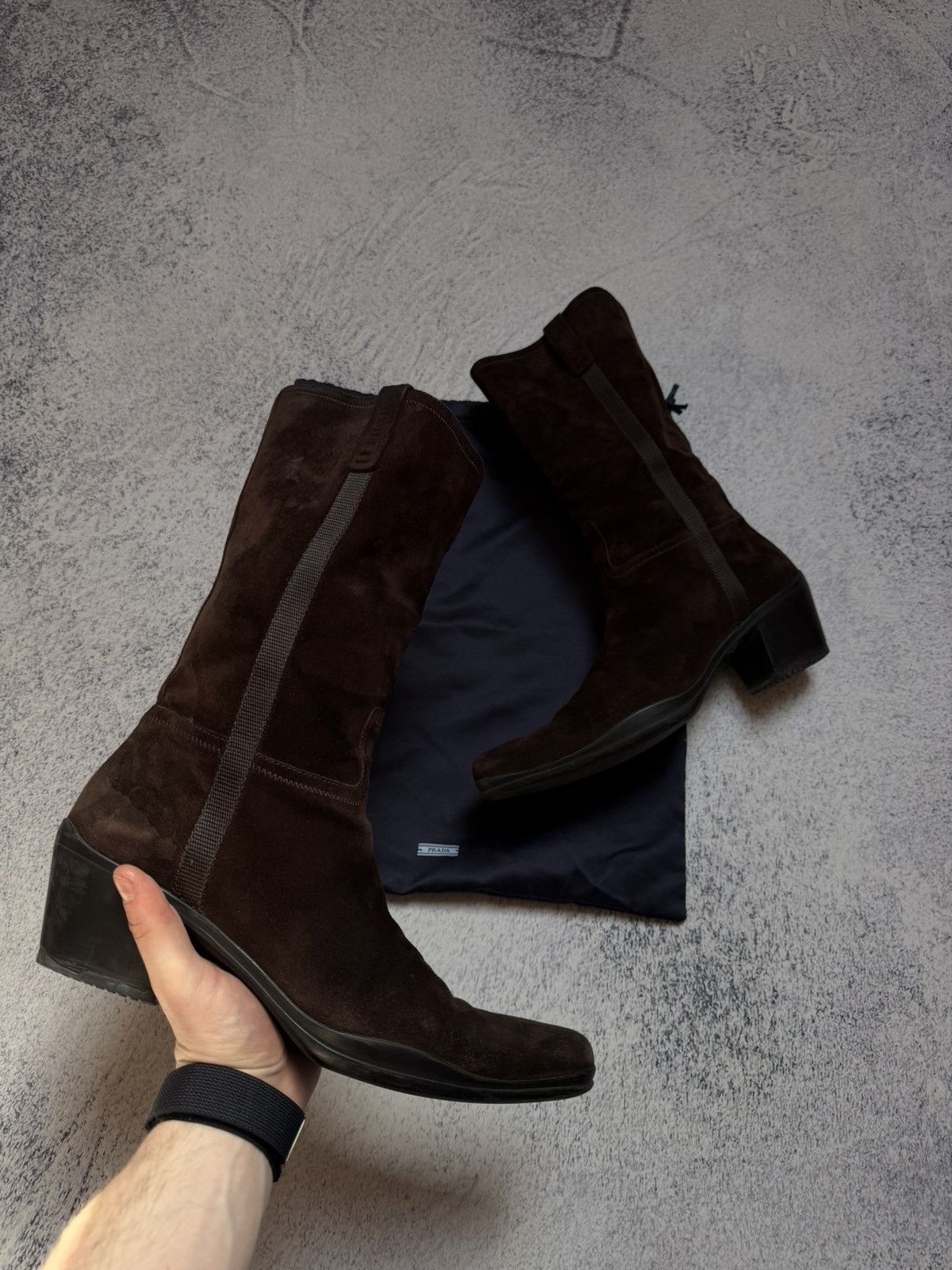 Prada 90s Prada Cowboy Western Suede Brown Boots(Guidi,CCP Style) Size US 7.5 / EU 40-41 - 1 Thumbnail