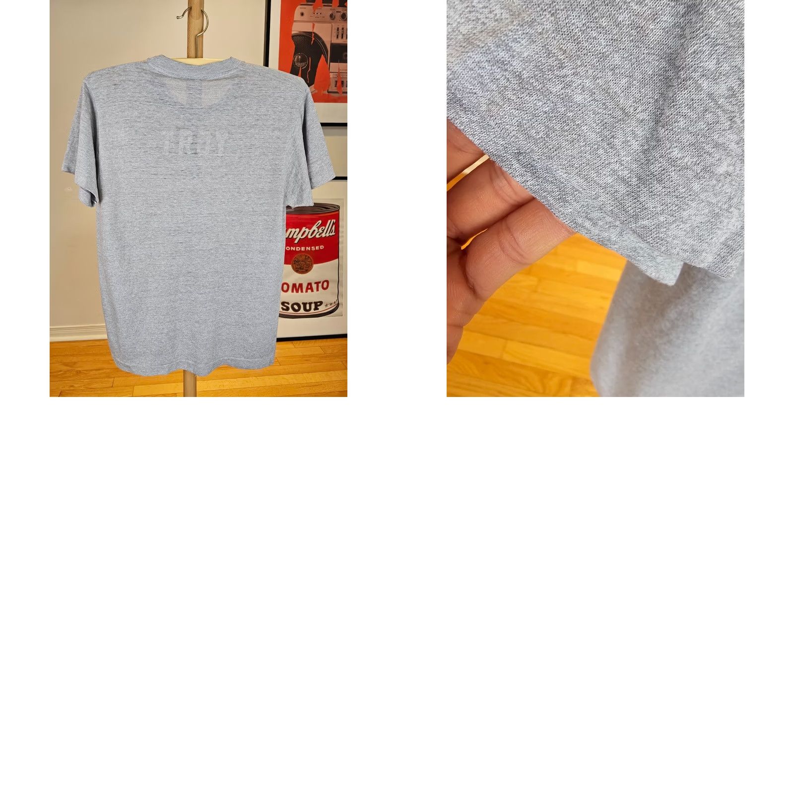 Vintage STAR SCREEN T-SHIRT Mens Short Sleeve Round Neck Gray 50/50 Cotton Vintage 80's BLANK PAPER THIN SINGLE STITCH Logo Stars 19 INCH 27 INCH L Size US M / EU 48-50 / 2 - 8 Thumbnail