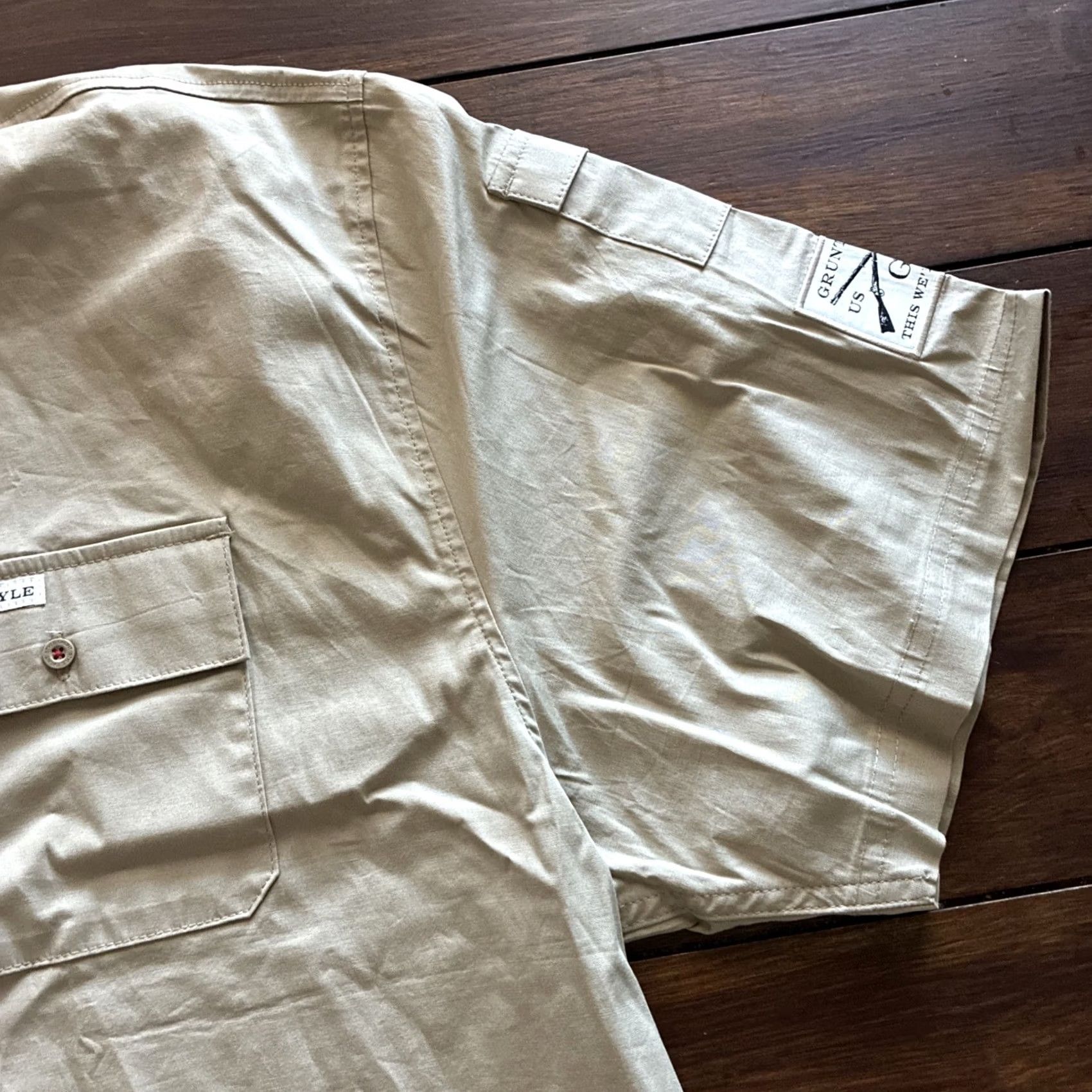 Garage Grunt Style Garage Button Down Shirt Mens 3XL Tan Short Sleeve USA Flag Patch Size US XXL / EU 58 / 5 - 4 Thumbnail