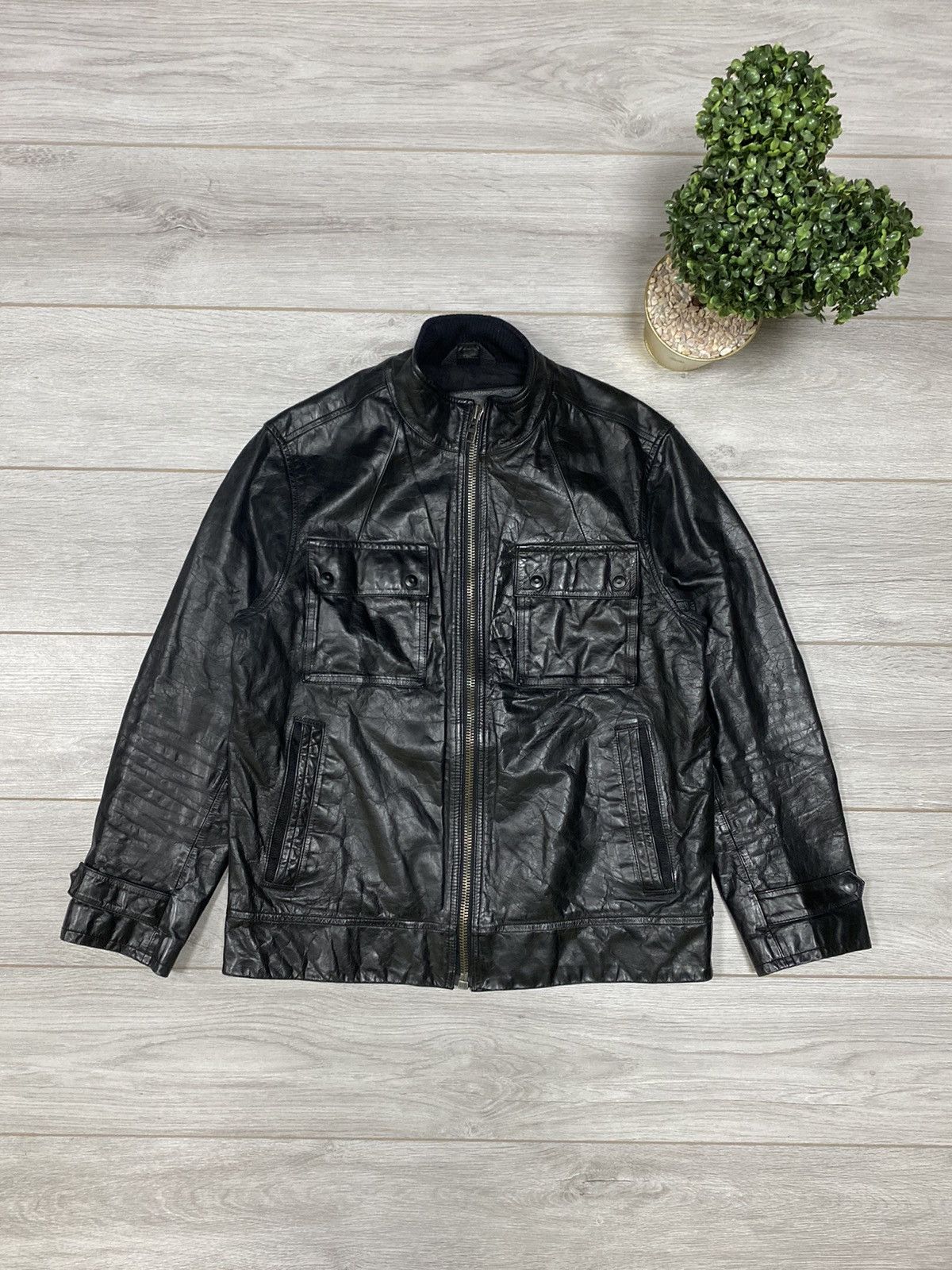 Gap GAP vintage leather jacket zip up Size US L / EU 52-54 / 3 - 1 Thumbnail
