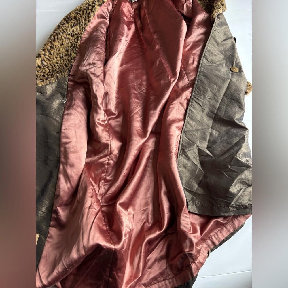 Designer Dash Vintage Green and Cheetah Print Trench Coat Size XL / US 12-14 / IT 48-50 - 6 Thumbnail