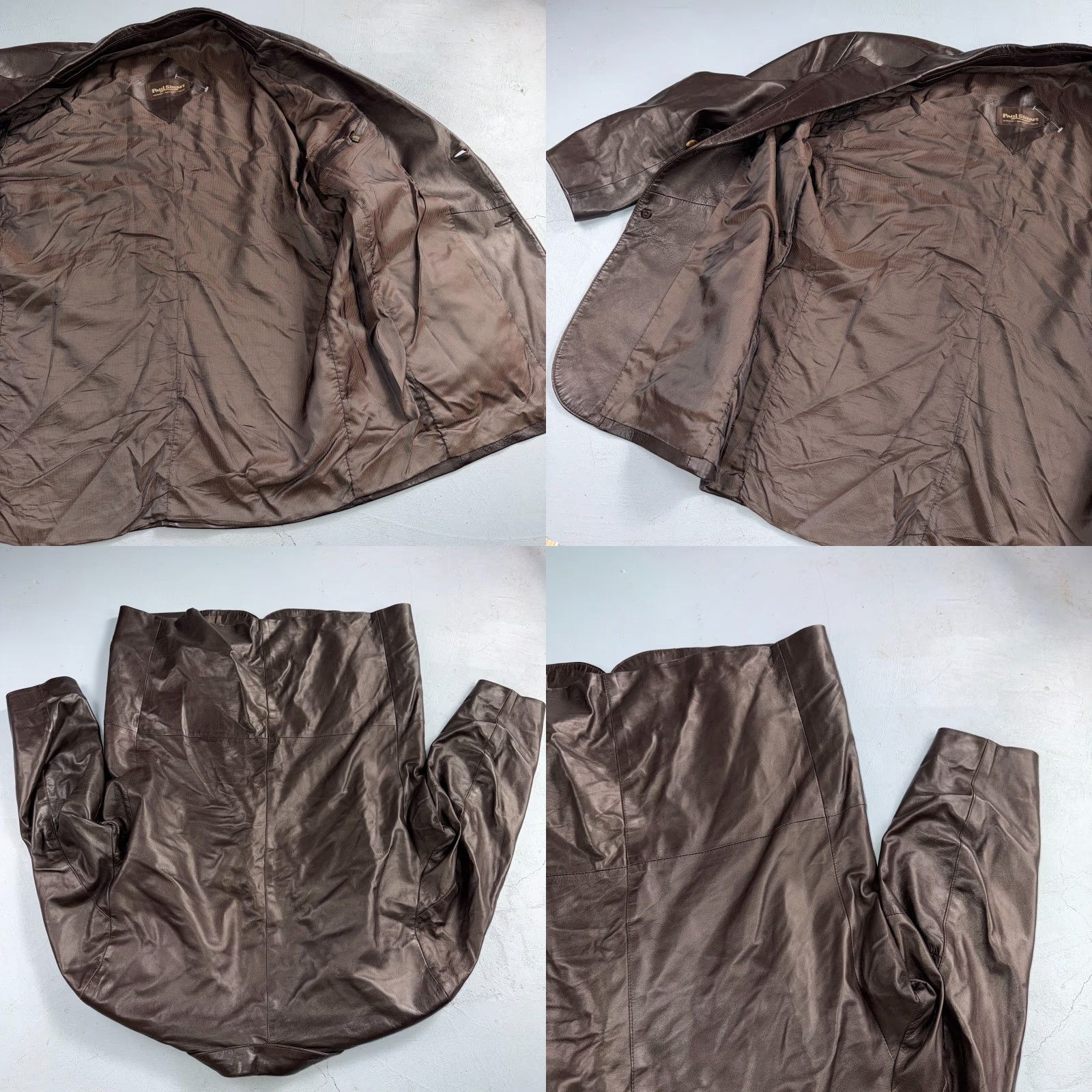 Paul Stuart VINTAGE Paul Stuart Brown Leather Blazer Jacket XL Classic Mid-Length Casual 80s Mens Size 46R - 8 Thumbnail