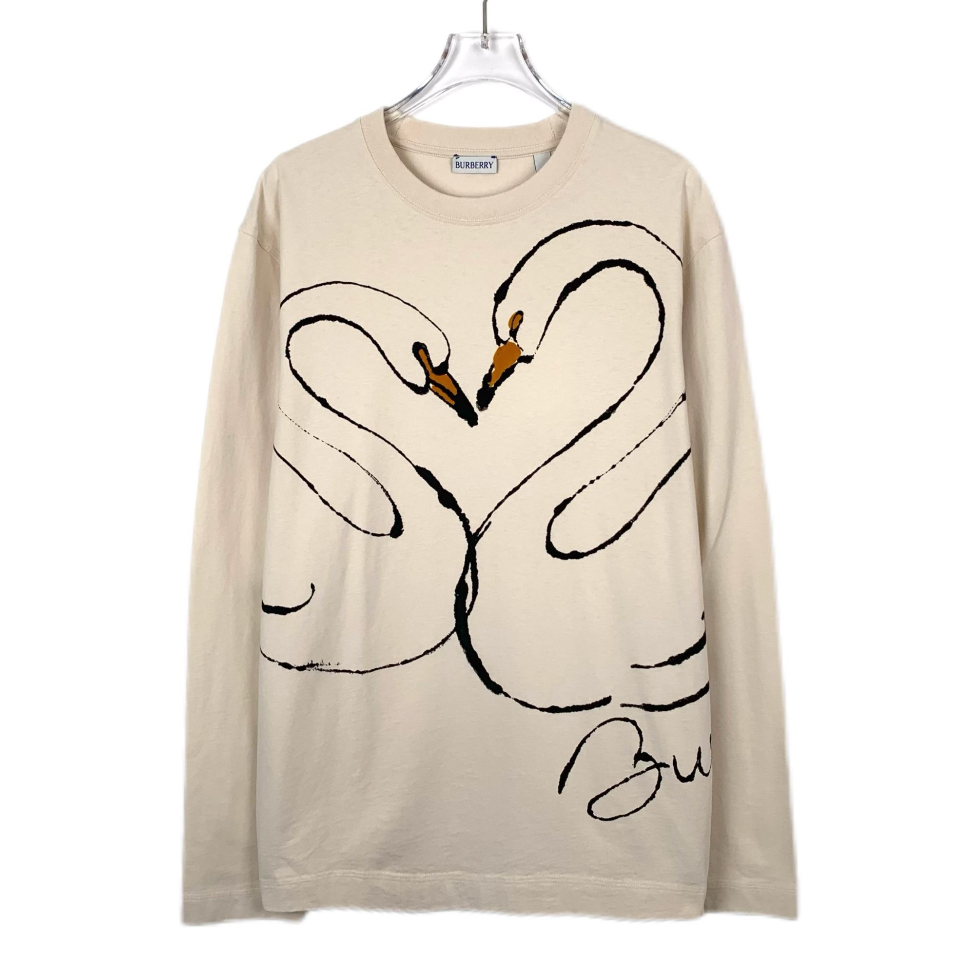 Burberry Burberry Beige Swan Print Cotton Long Sleeve T-Shirt M Size M / US 6-8 / IT 42-44 - 1 Thumbnail