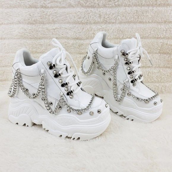 Other Space Candy White Platform Chain Sneaker Hidden Wedge Street Size US 6 / IT 36 - 4 Thumbnail