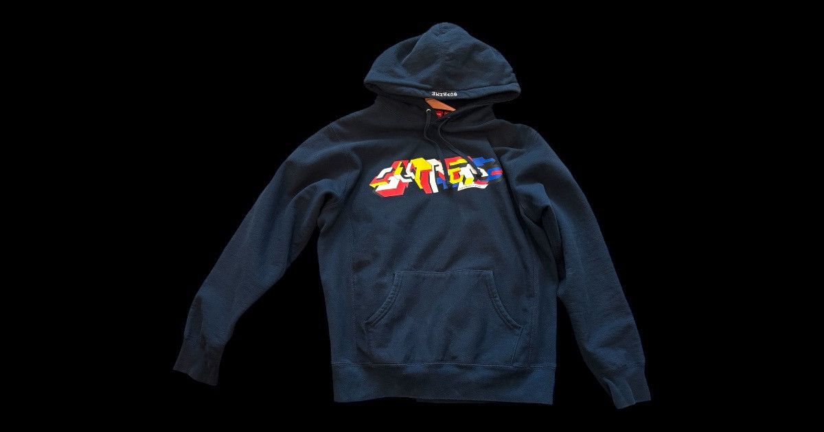 Supreme Supreme Men's Navy Graphic Logo Pullover Hoodie Long Sleeve Size US M / EU 48-50 / 2 - 1 Thumbnail