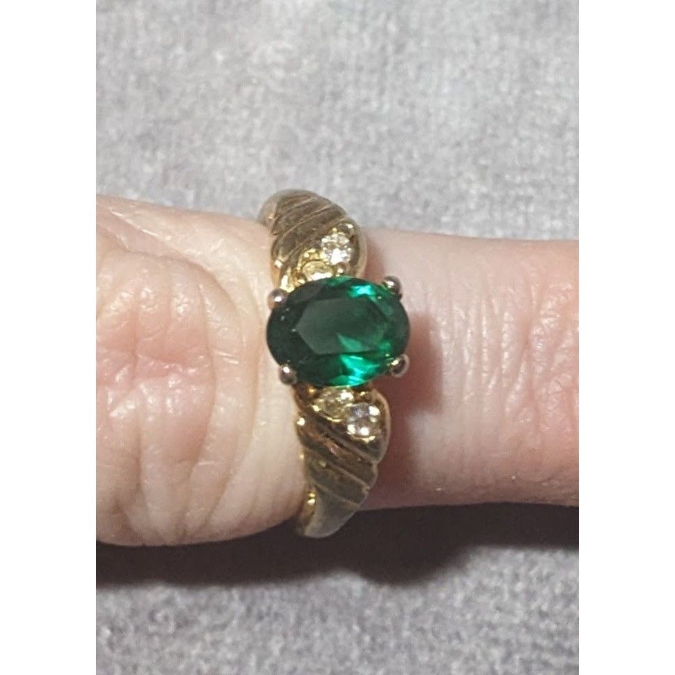 Other Elegant Mid Century Jewelry Concepts Gold Tone Ring With Gre Size ONE SIZE - 5 Thumbnail