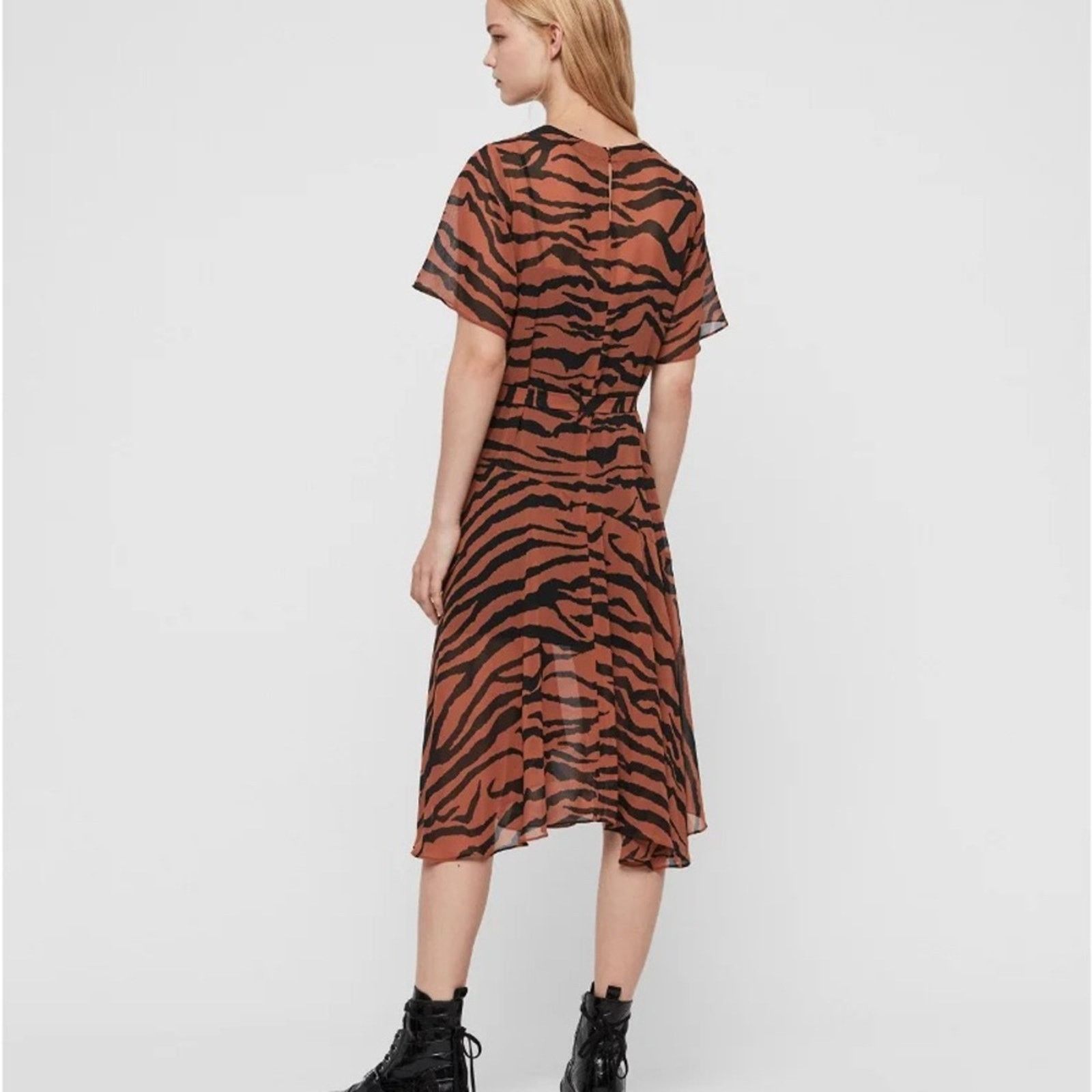 Allsaints Allsaints Chiffon Belted Enki Zephyr Tiger Stripe Dress S Size S / US 4 / IT 40 - 3 Thumbnail