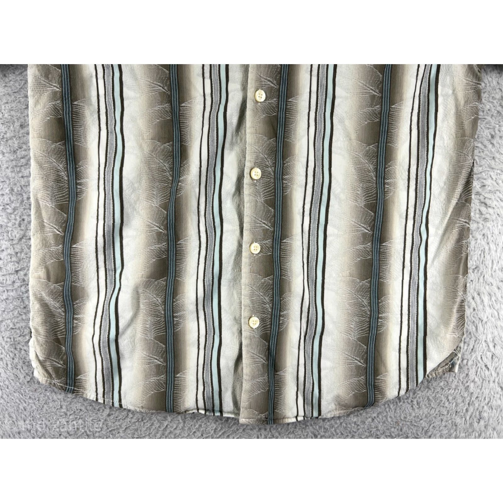 Tommy Bahama Tommy Bahama Shirt Mens Small Beige Vertical Striped Floral Cotton Silk Blend Shirt Size US S / EU 44-46 / 1 - 5 Thumbnail
