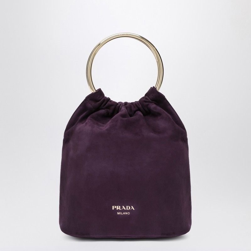 Prada Prada Mini Bucket Bag In Plum Suede Size ONE SIZE - 1 Thumbnail