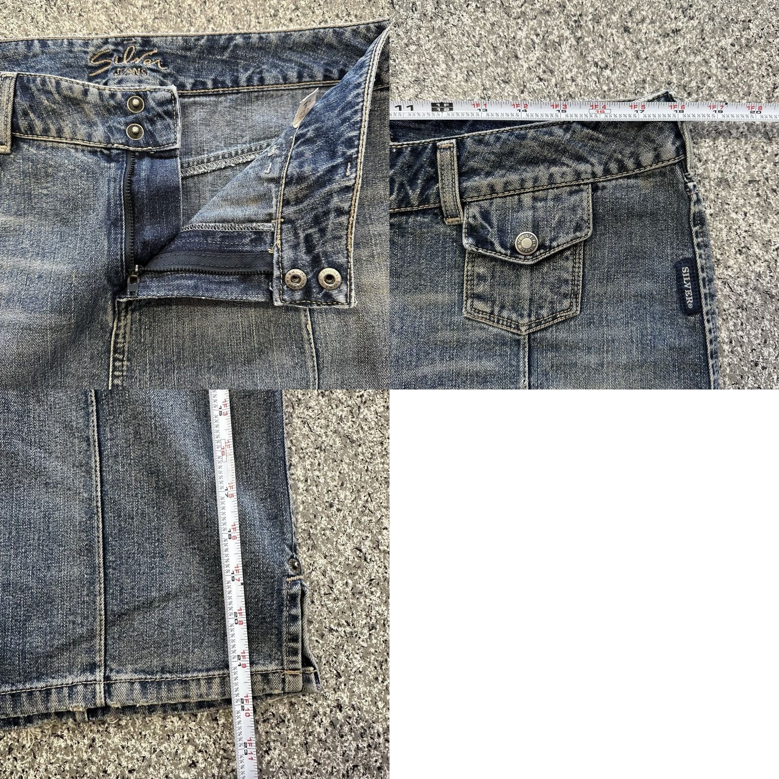 Silver Jeans Co. VINTAGE Silver Jeans Skirt Womens 32 Blue Midi Denim Cotton Solid Zip Casual 90s 2000s Mens Women Girls Size 24" / US 00 / IT 34 - 8 Thumbnail