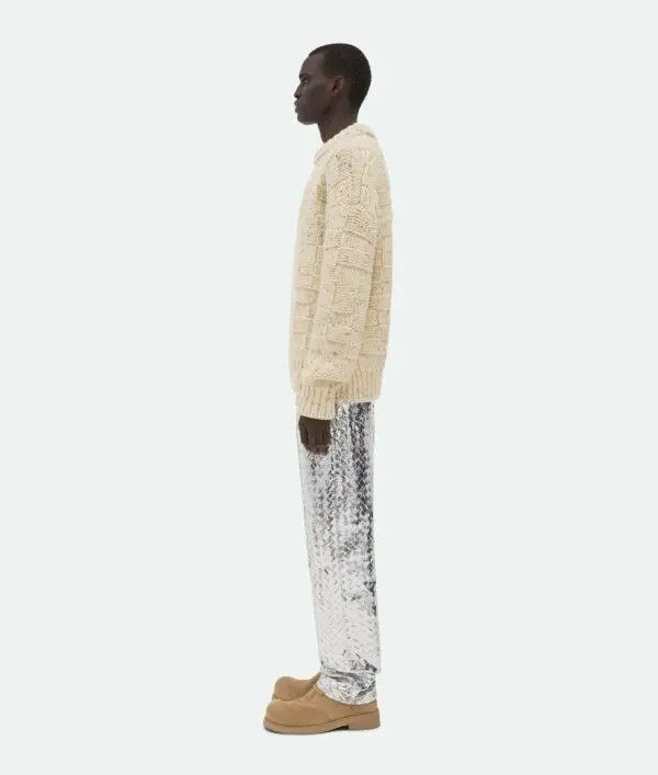 Bottega Veneta o1n1vont1224 Heavy Intreccio Graphic Wool Sweaters in Beige Size US XS / EU 42 / 0 - 3 Thumbnail