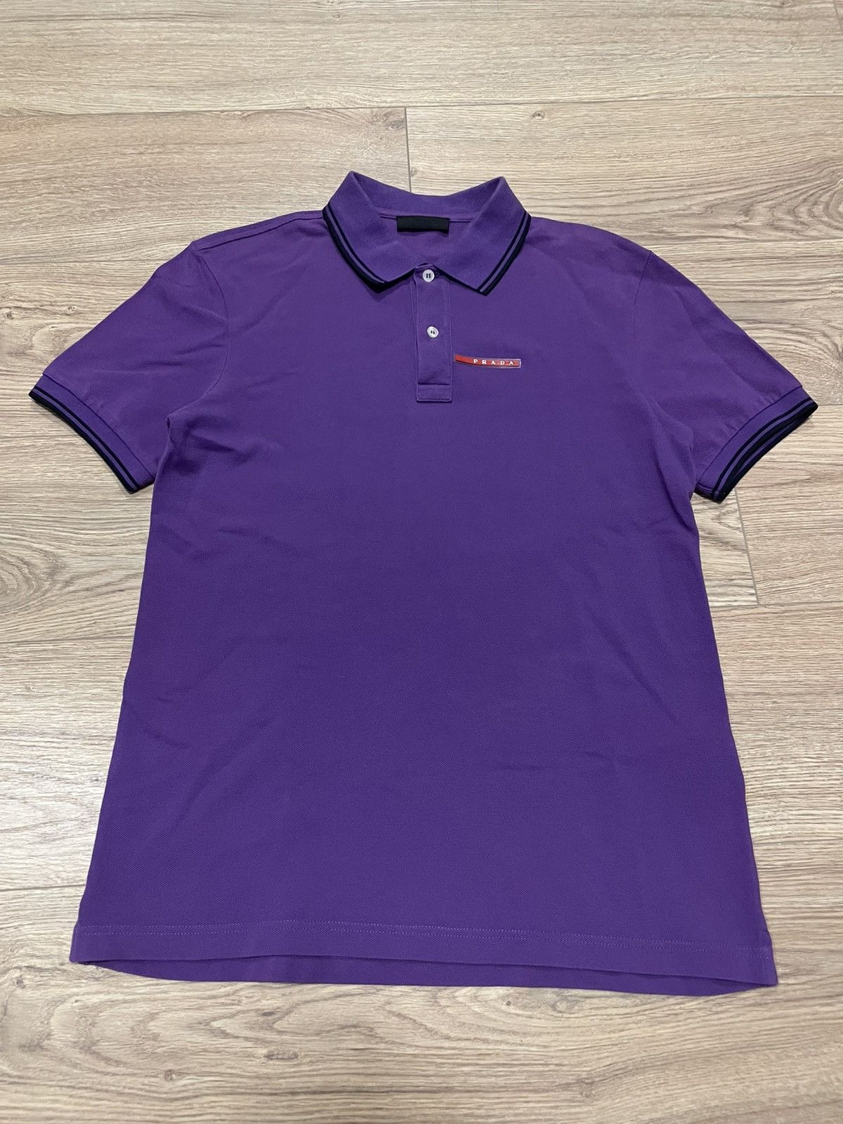 Prada Prada Rad Tab Logo Purple Polo Shirt Size US L / EU 52-54 / 3 - 1 Thumbnail