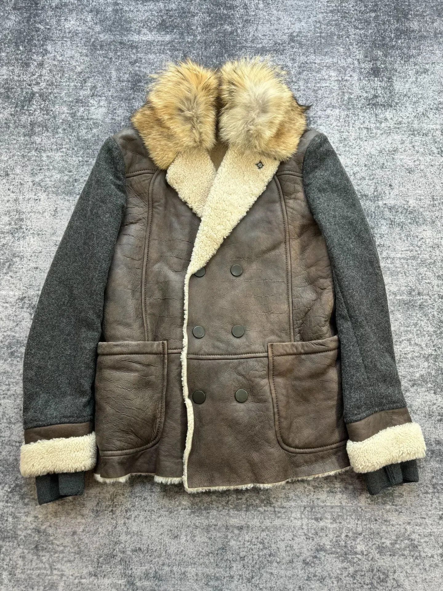 Just Cavalli Jus Cavalli Fur Collar Shearling Coat. Size US XXL / EU 58 / 5 - 1 Thumbnail