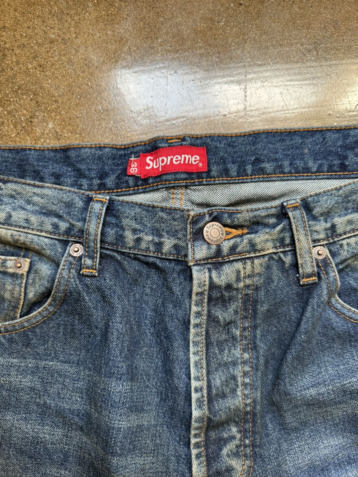 Supreme Supreme Distressed Loose Fit Selvedge Jean | Grailed